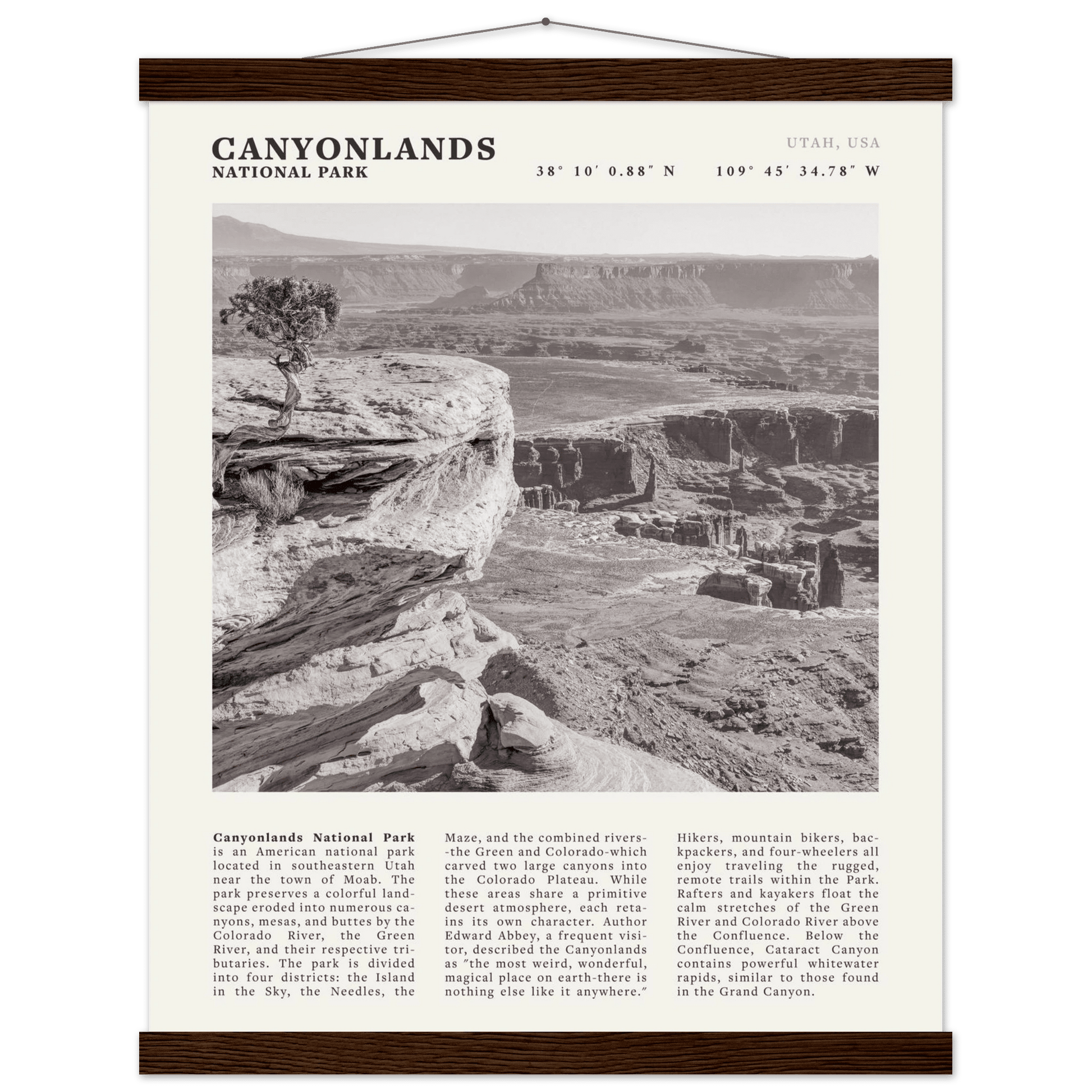 Canyonlands National Park Poster | Black & White Utah Wall Art | Canyon Travel Print - Evergreen Posters