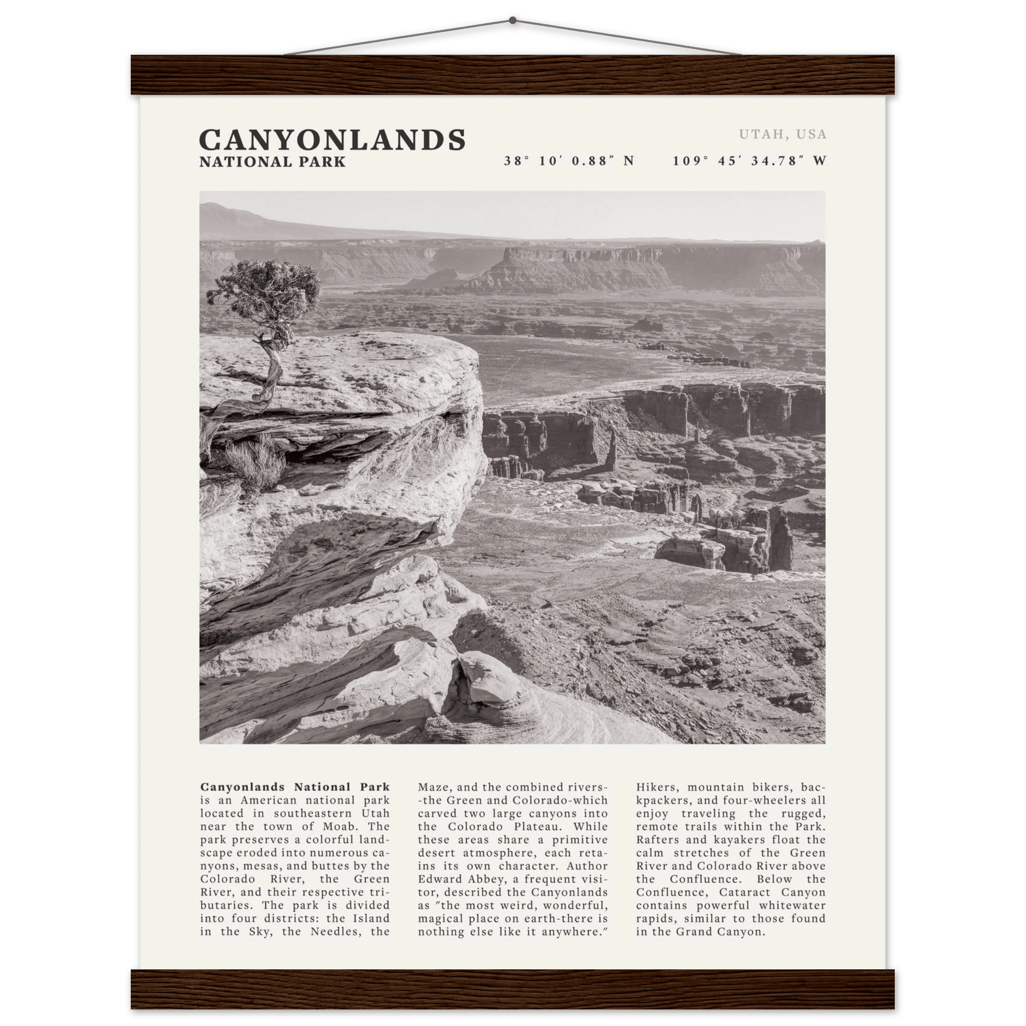 Canyonlands National Park Poster | Black & White Utah Wall Art | Canyon Travel Print - Evergreen Posters