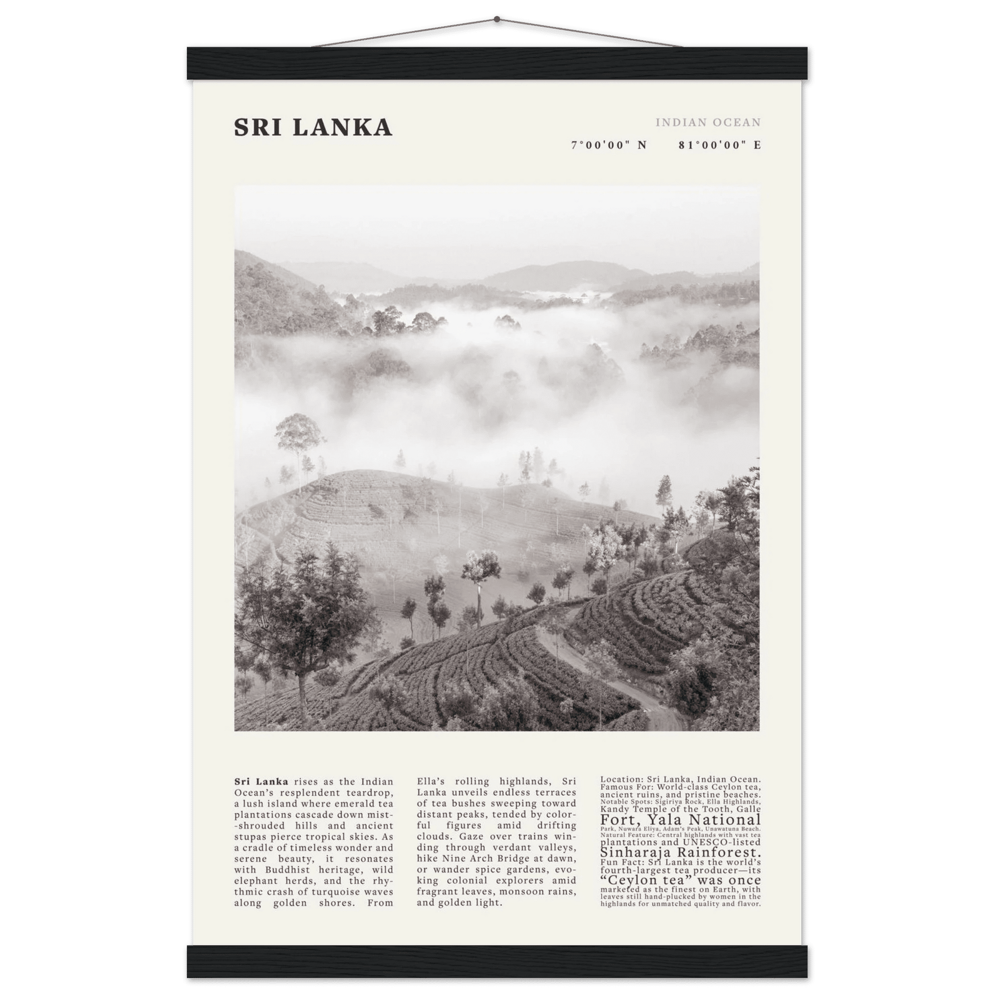 Sri Lanka Poster Black and White – Vintage Ceylon Tea Plantation Print (Digital & Printed Options) - Evergreen Posters