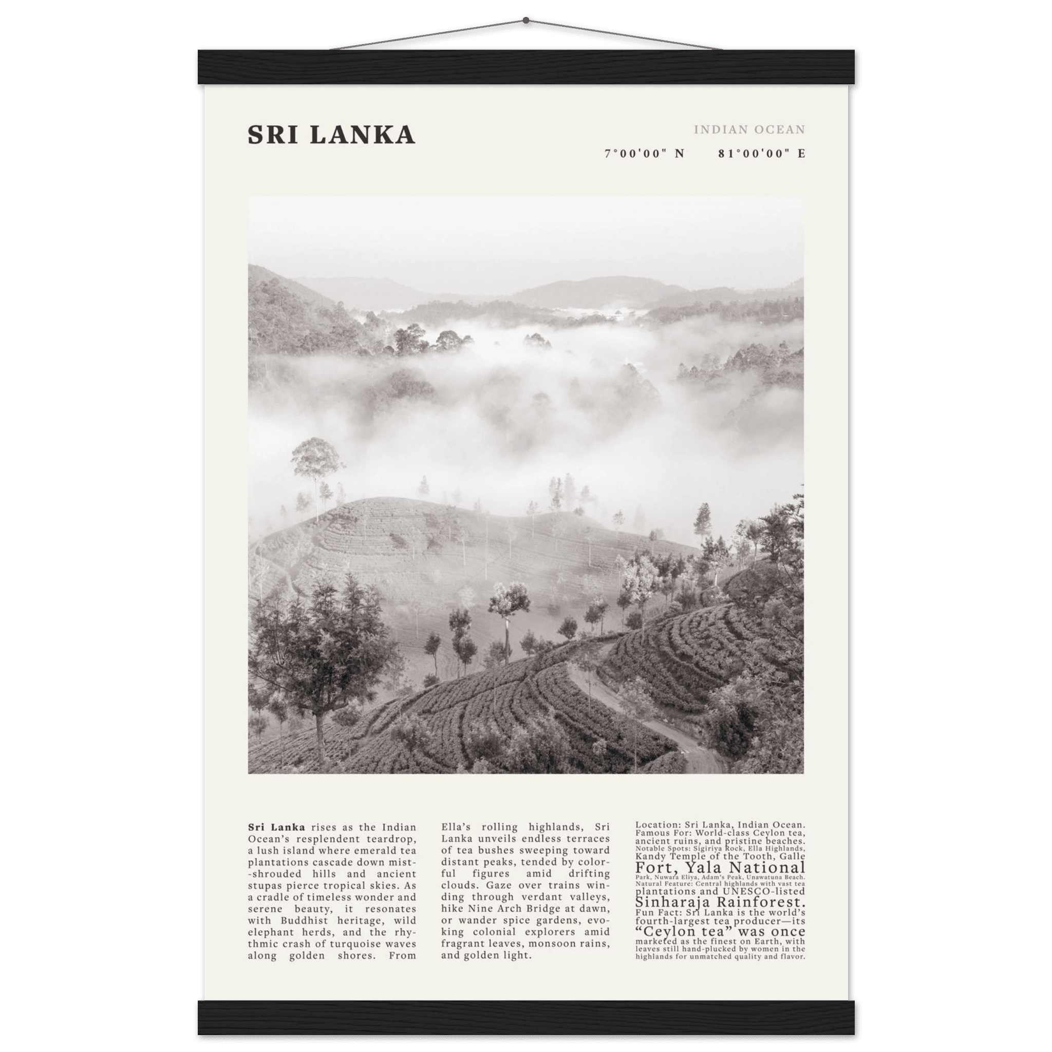 Sri Lanka Poster Black and White – Vintage Ceylon Tea Plantation Print (Digital & Printed Options) - Evergreen Posters