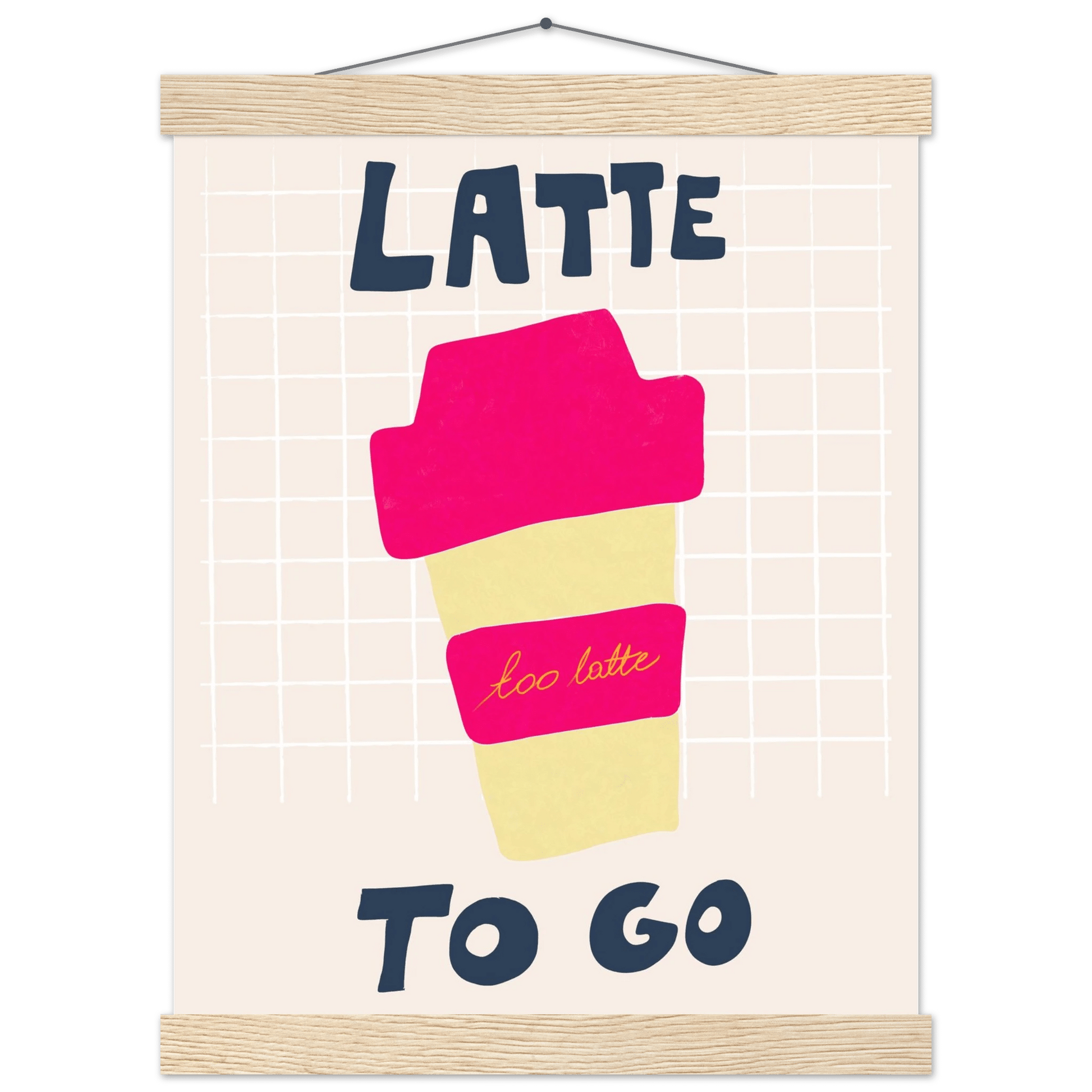 Latte To Go Poster – Playful Coffee Kitchen Wall Art Print (Digital & Printed Options) - Evergreen Posters