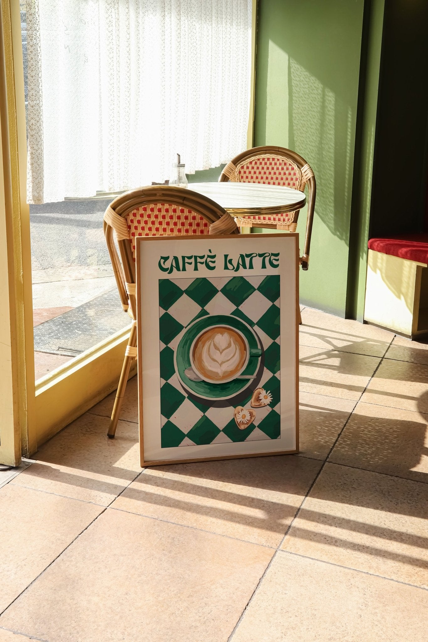 Caffè Latte Poster – Playful Coffee Kitchen Wall Art Print (Digital & Printed Options) - Evergreen Posters