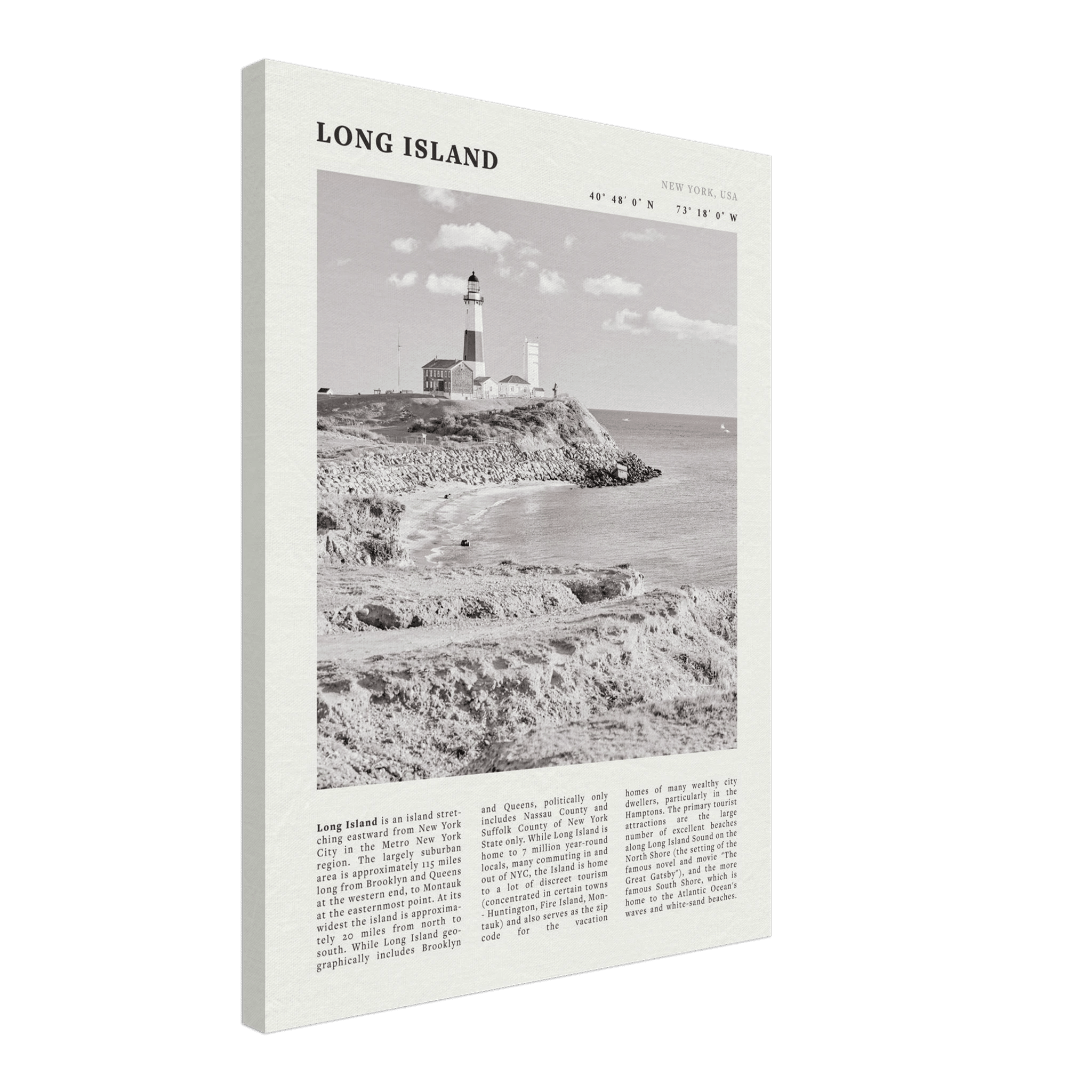 Long Island Poster | Black & White Montauk Lighthouse Wall Art | New York Print - Evergreen Posters