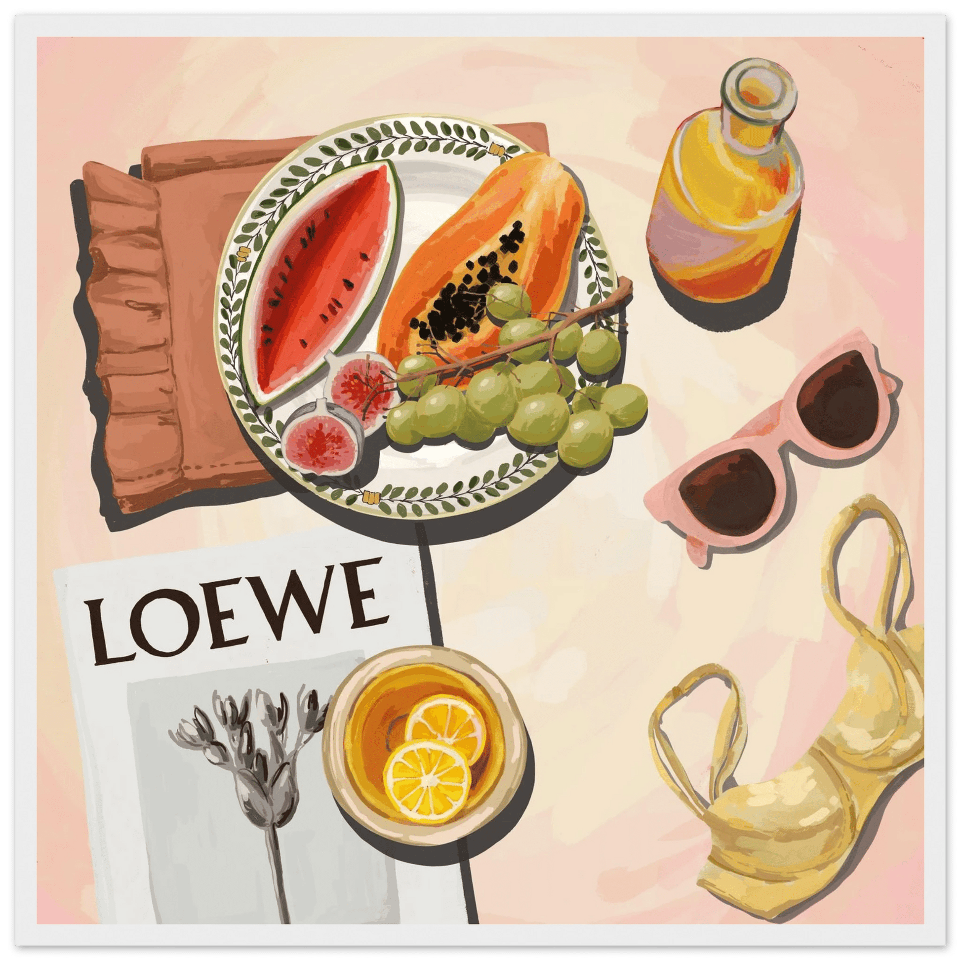 Loewe Summer Fruits Poster | Dopamine Decor Food Wall Art | Pastel Square Kitchen Print - Evergreen Posters - 5