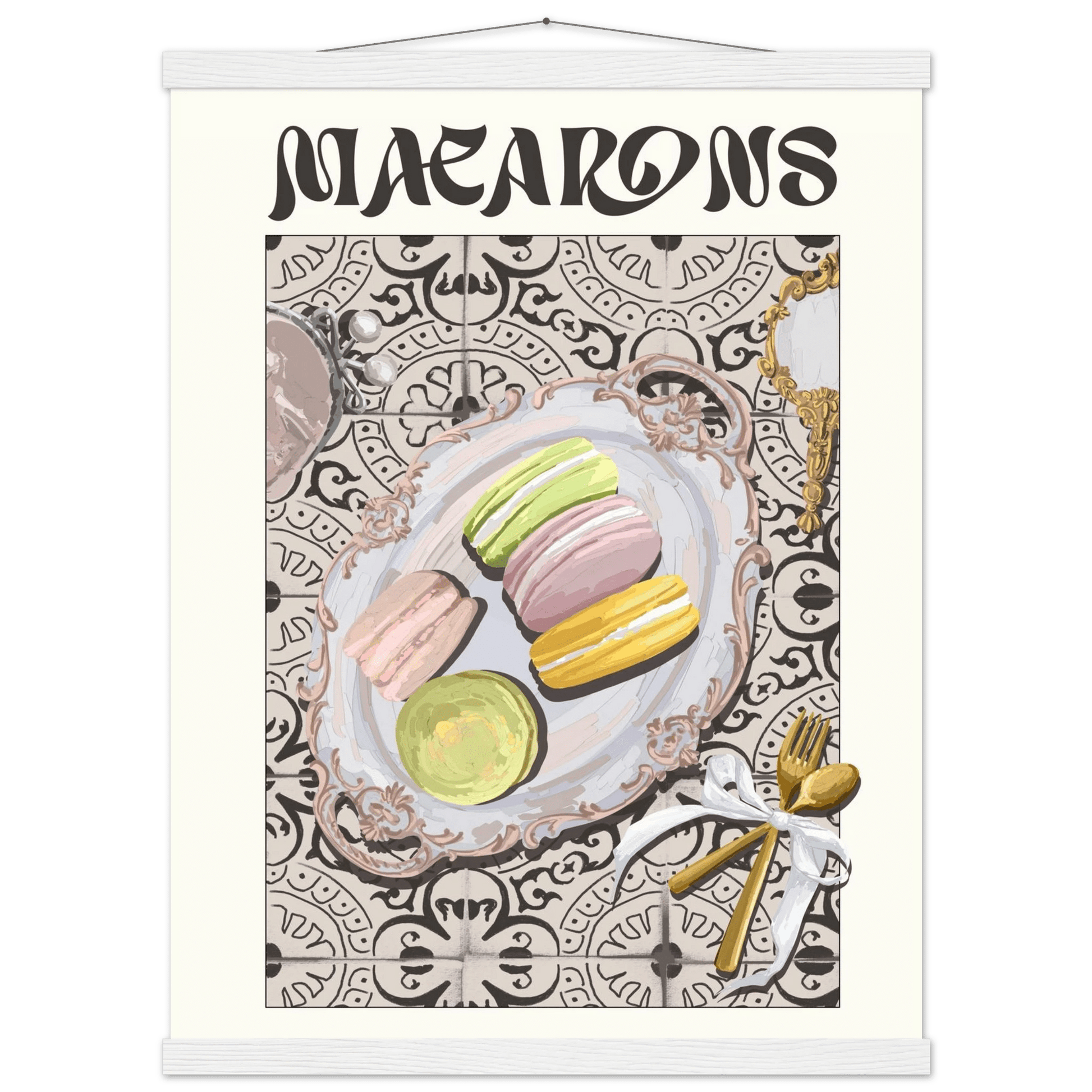 Macarons Poster – Playful French Patisserie Kitchen Wall Art Print (Digital & Printed Options) - Evergreen Posters