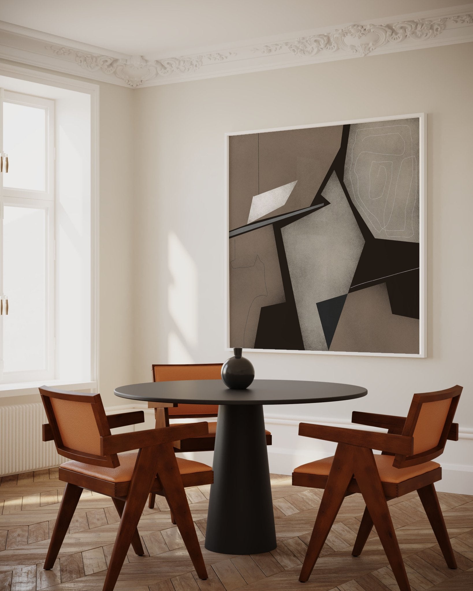 Taupe & Black Geometric Abstract Poster | Modern Square Wall Art | Neutral Decor Print - Evergreen Posters