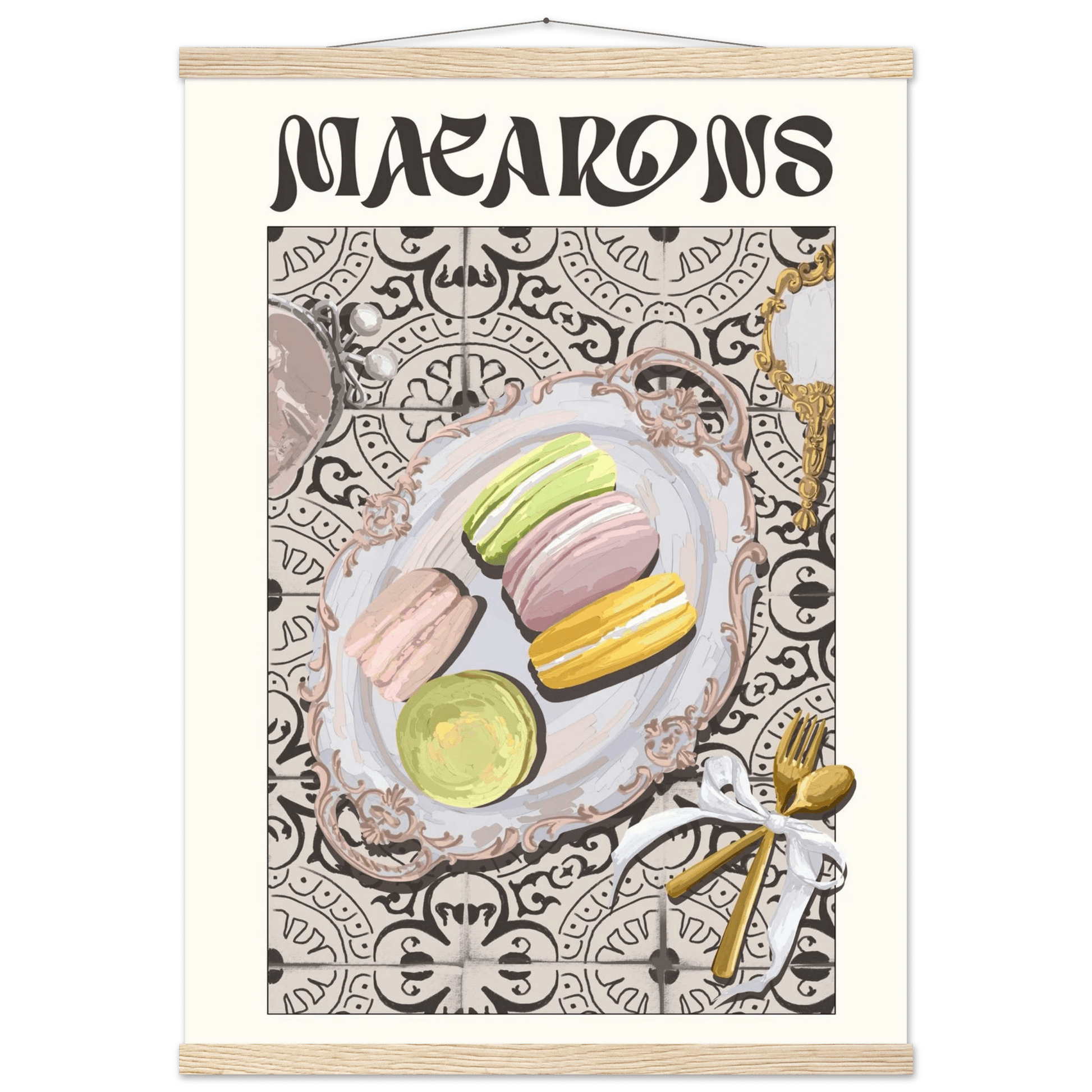 Macarons Poster – Playful French Patisserie Kitchen Wall Art Print (Digital & Printed Options) - Evergreen Posters