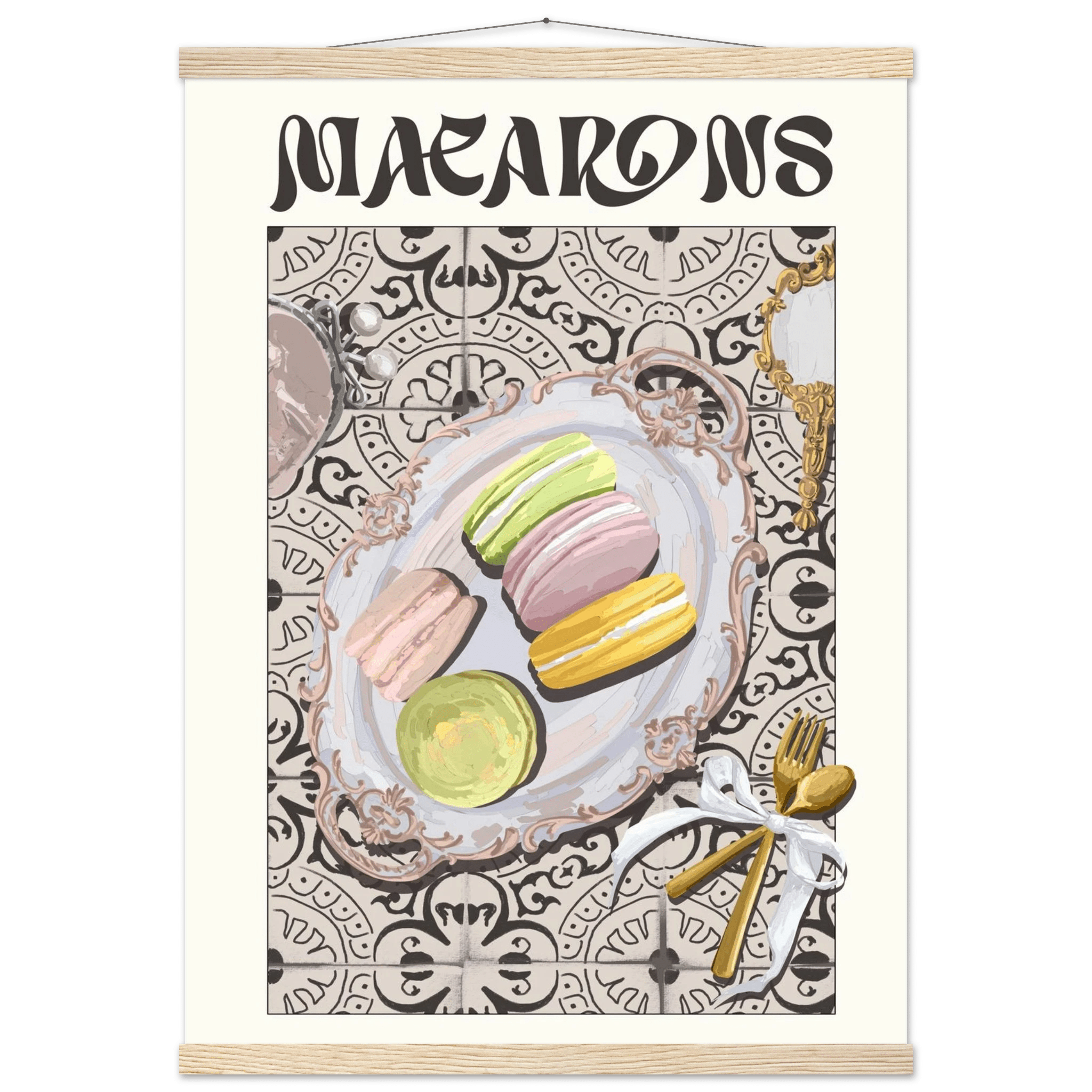 Macarons Poster – Playful French Patisserie Kitchen Wall Art Print (Digital & Printed Options) - Evergreen Posters