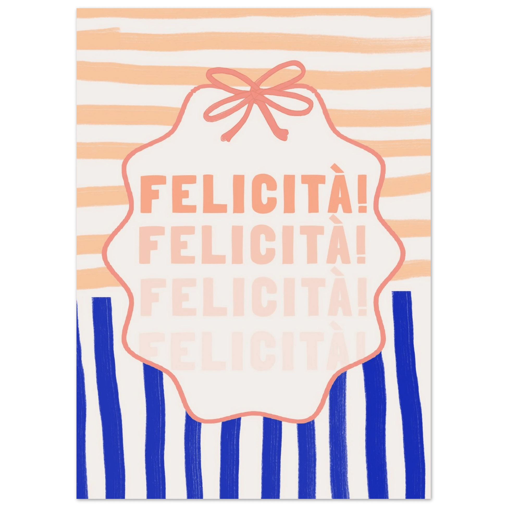 Felicità Italian Happiness Quote Print | Coquette Stripe Wall Art - Evergreen Posters