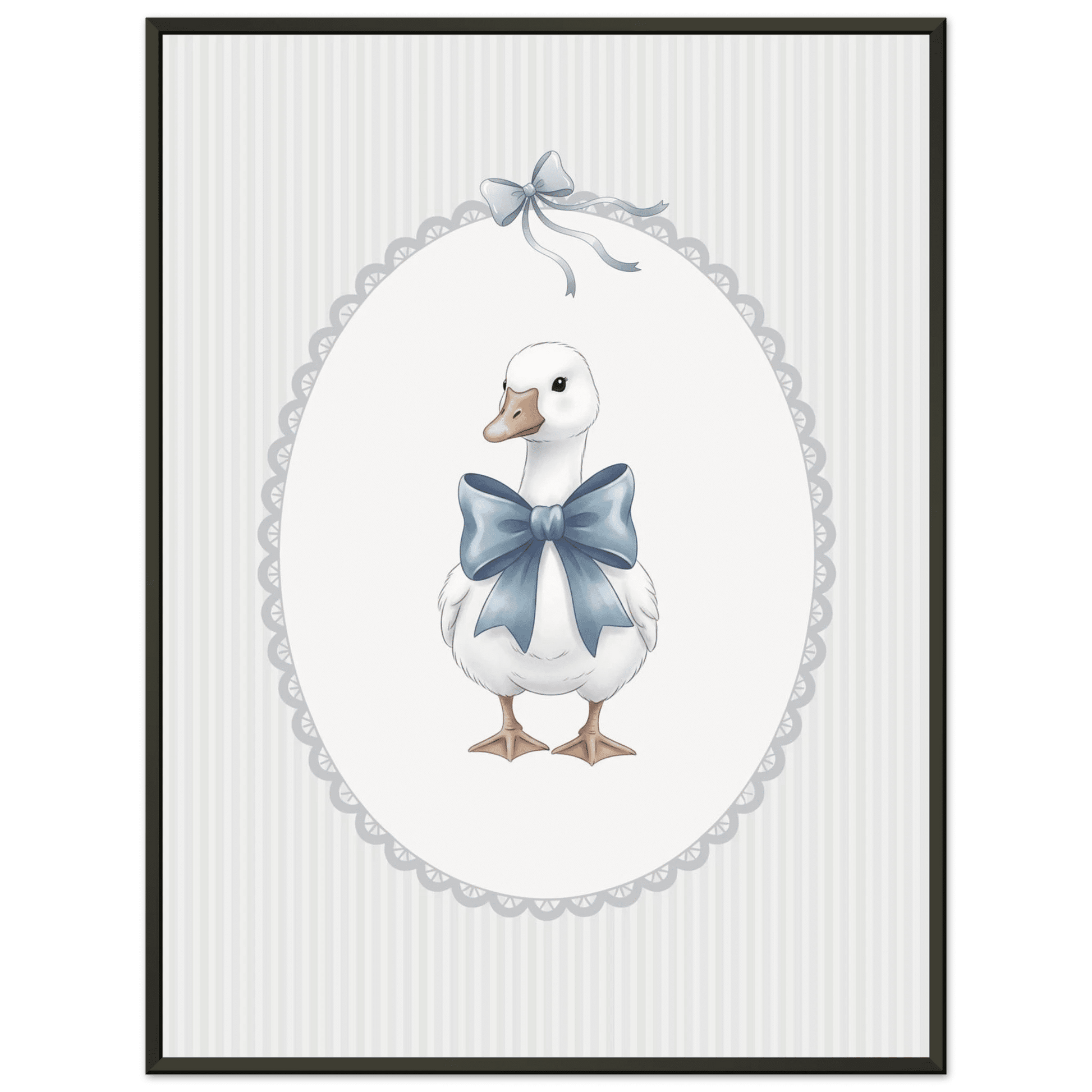 Blue Bow Duck Nursery Poster – Sweet Baby Room Wall Art Print - Evergreen Posters