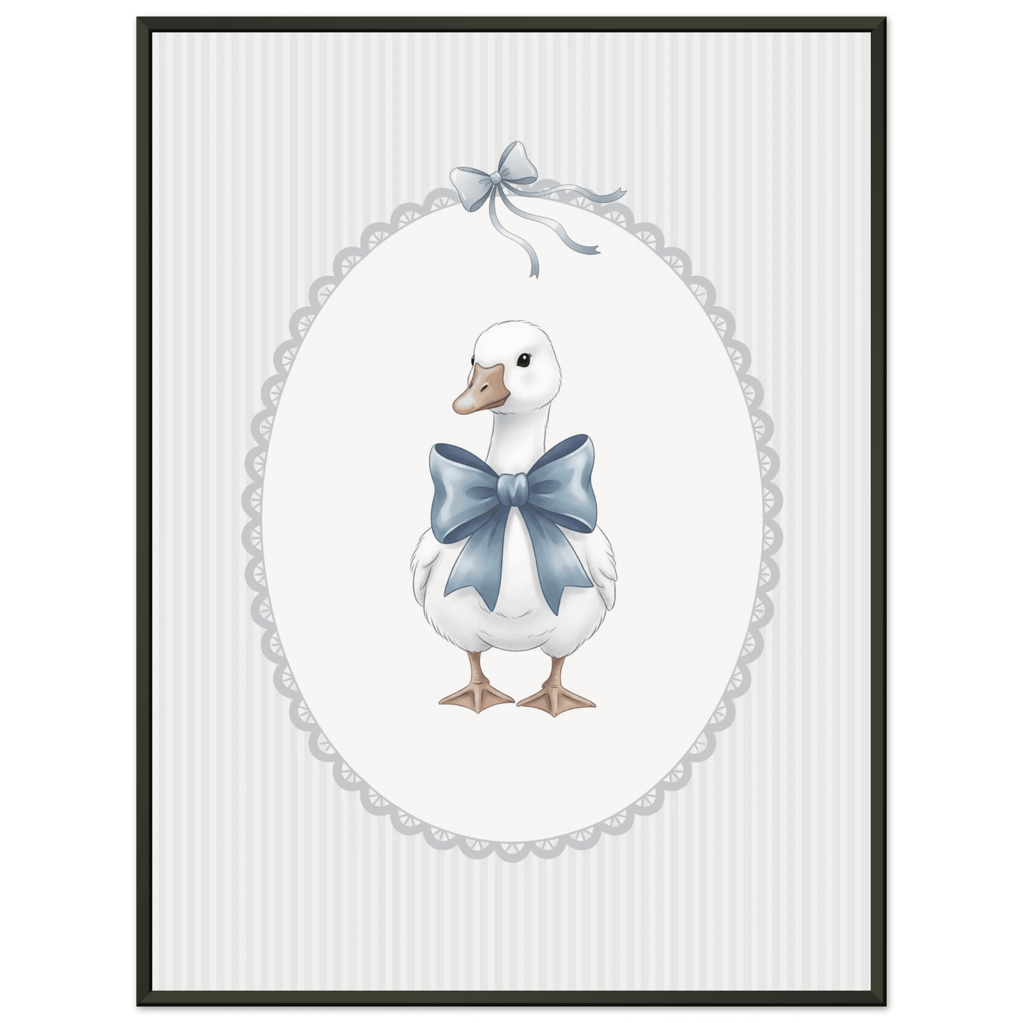 Blue Bow Duck Nursery Poster – Sweet Baby Room Wall Art Print - Evergreen Posters