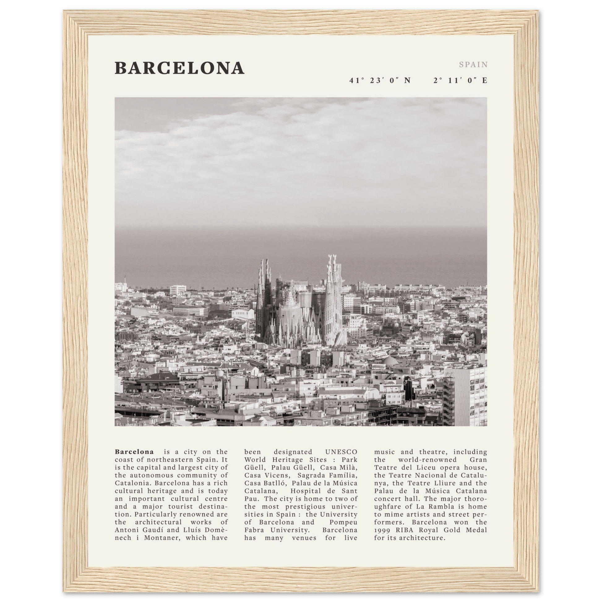 Barcelona Poster | Black & White Sagrada Familia Wall Art | Spain Travel Print - Evergreen Posters