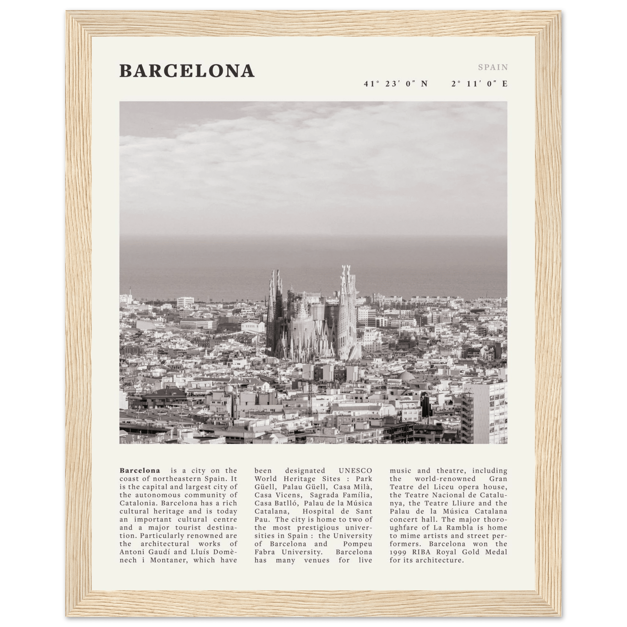 Barcelona Poster | Black & White Sagrada Familia Wall Art | Spain Travel Print - Evergreen Posters