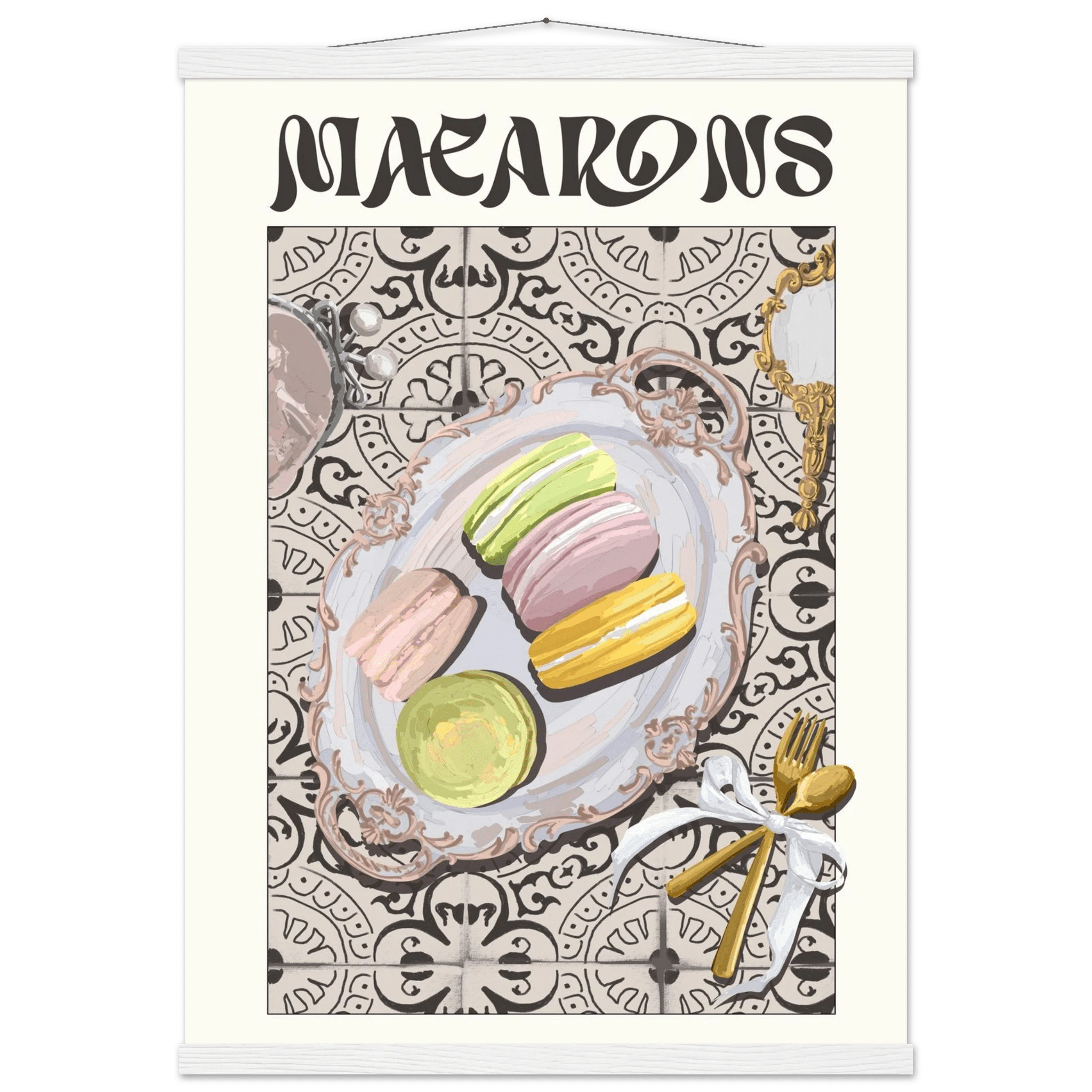 Macarons Poster – Playful French Patisserie Kitchen Wall Art Print (Digital & Printed Options) - Evergreen Posters