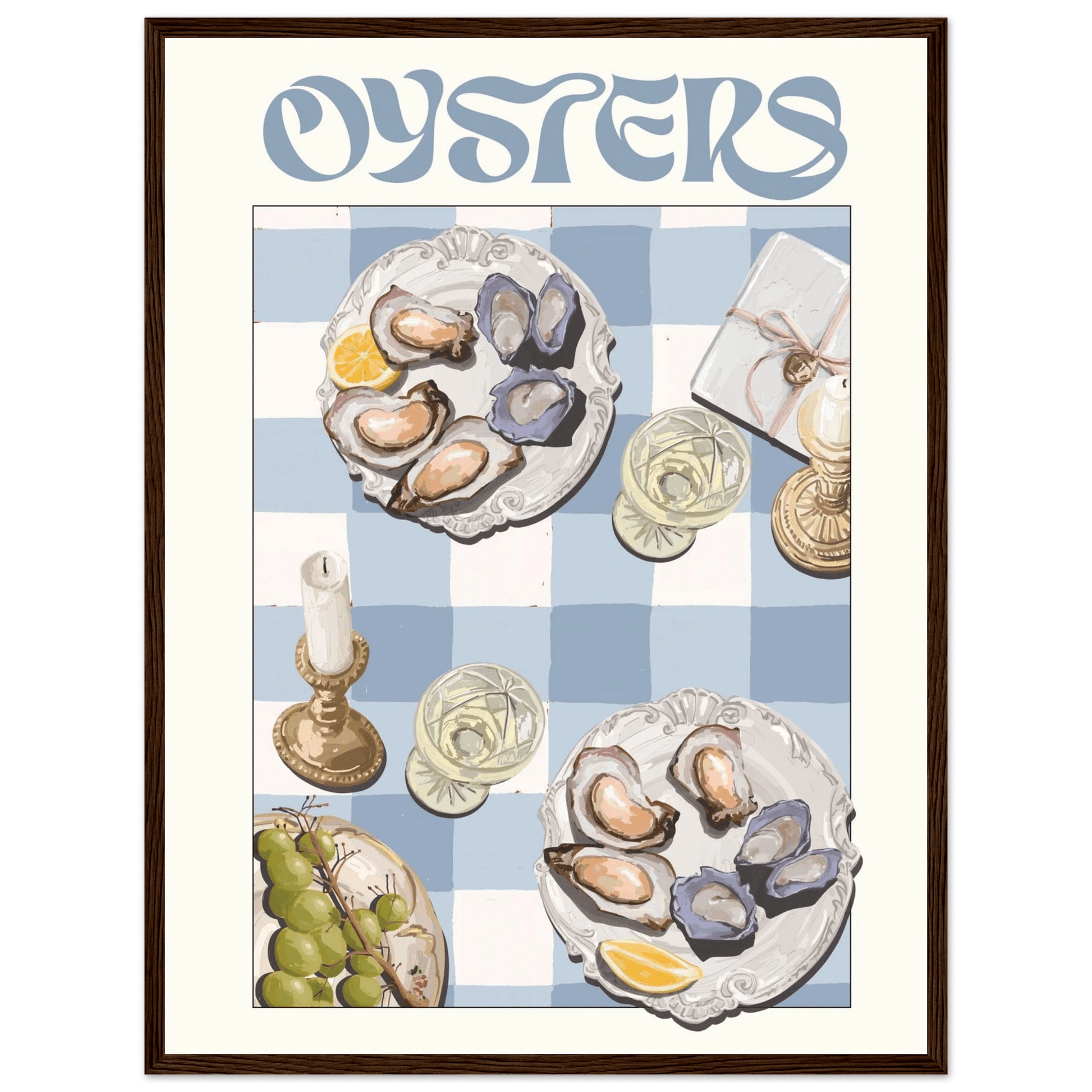 Oysters Poster – Playful Seafood Kitchen Wall Art Print (Digital & Printed Options) - Evergreen Posters