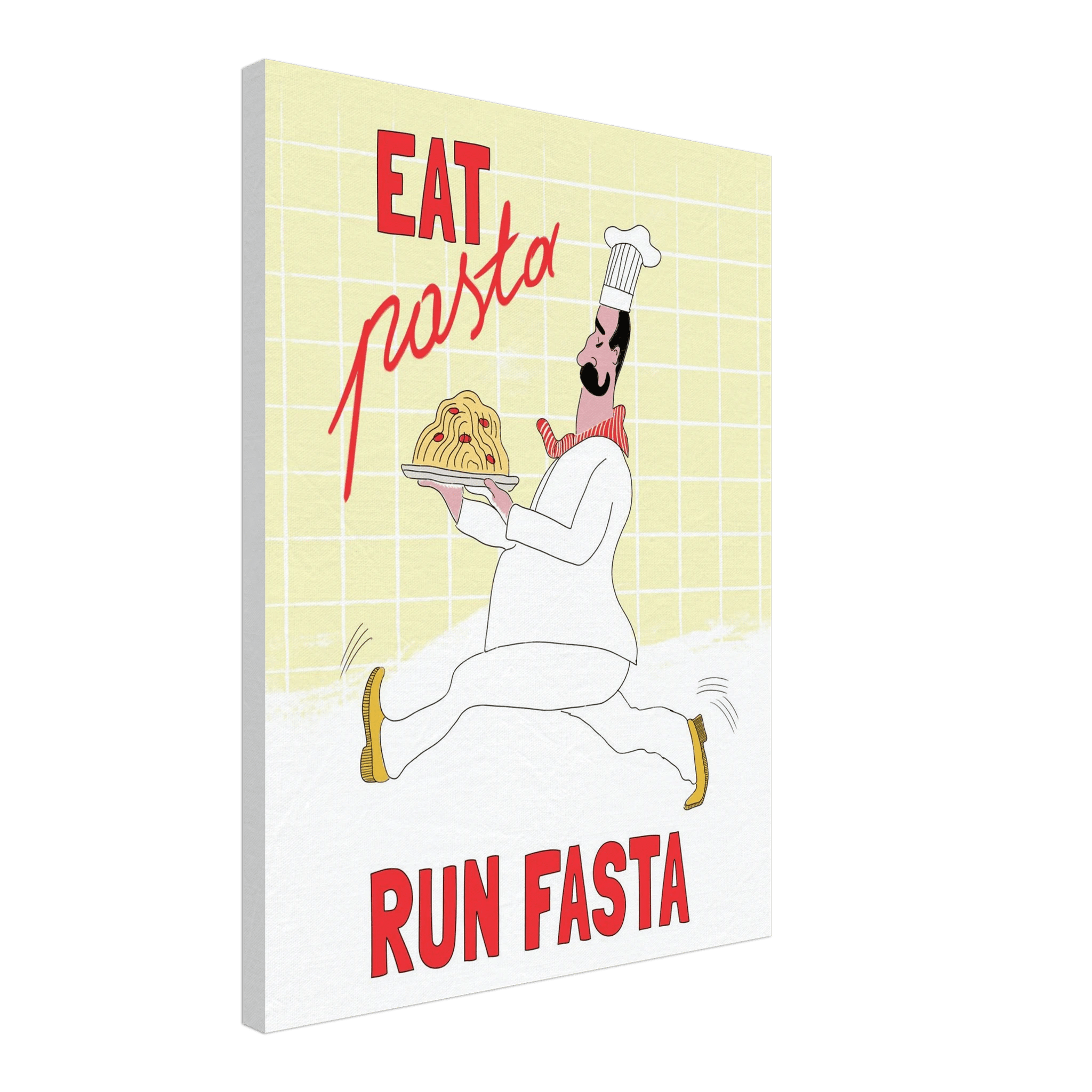 Eat Pasta Run Fasta Poster – Playful Kitchen Wall Art Print (Digital & Printed Options) - Evergreen Posters