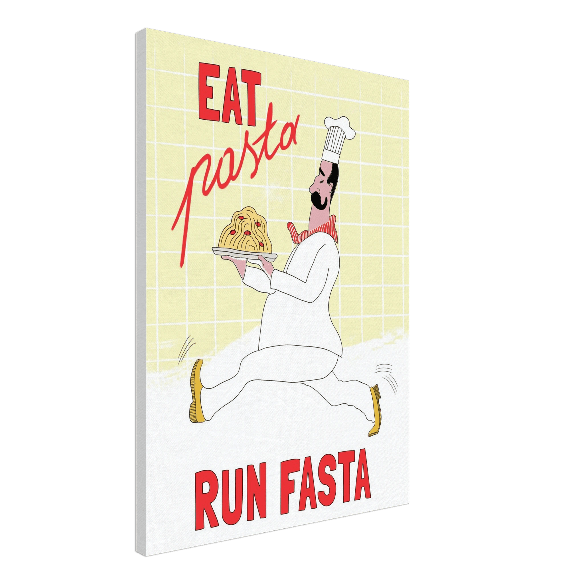 Eat Pasta Run Fasta Poster – Playful Kitchen Wall Art Print (Digital & Printed Options) - Evergreen Posters