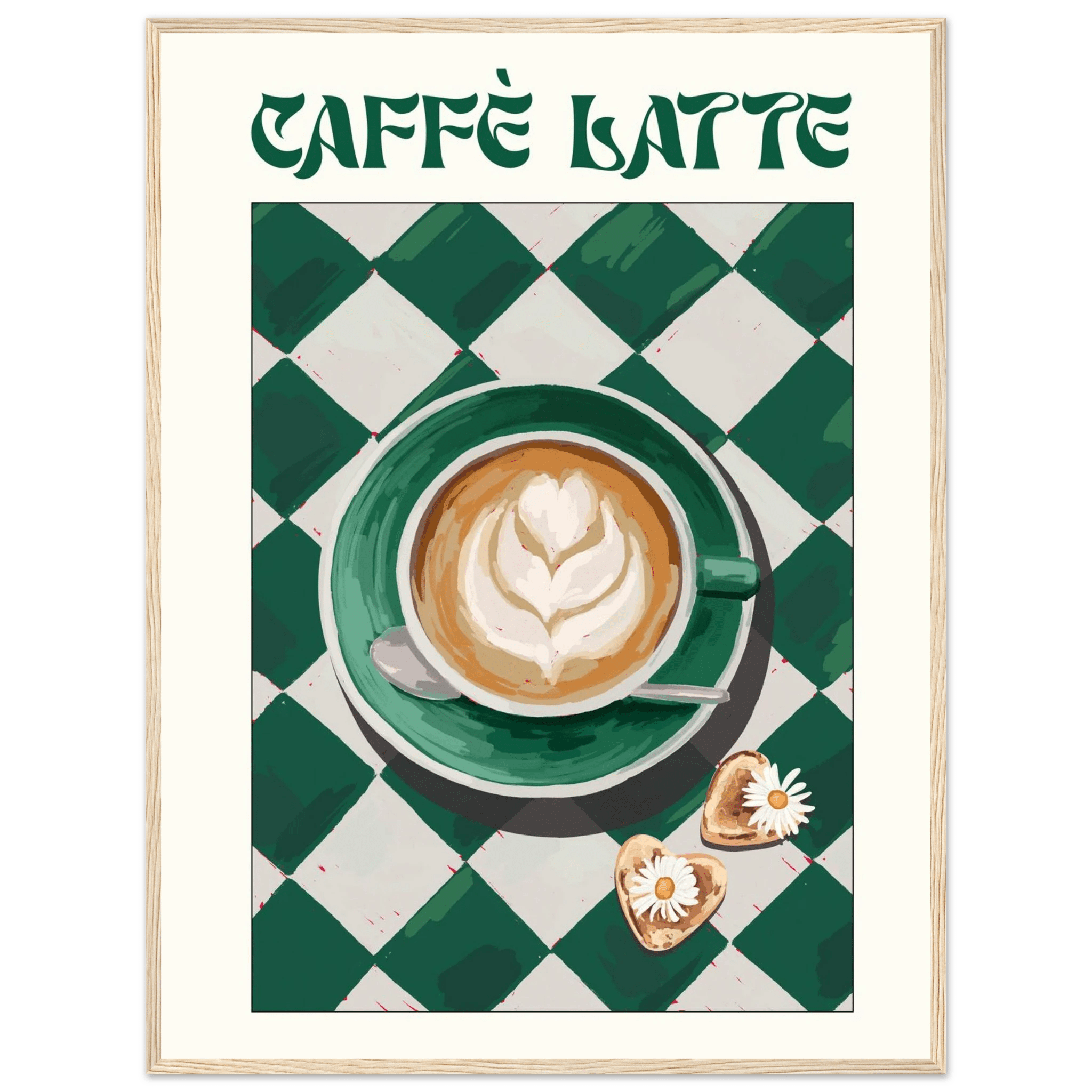 Caffè Latte Poster – Playful Coffee Kitchen Wall Art Print (Digital & Printed Options) - Evergreen Posters