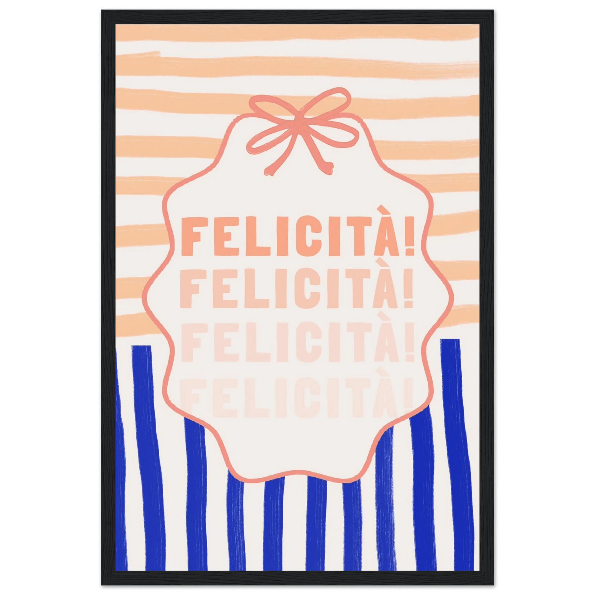 Felicità Italian Happiness Quote Print | Coquette Stripe Wall Art - Evergreen Posters