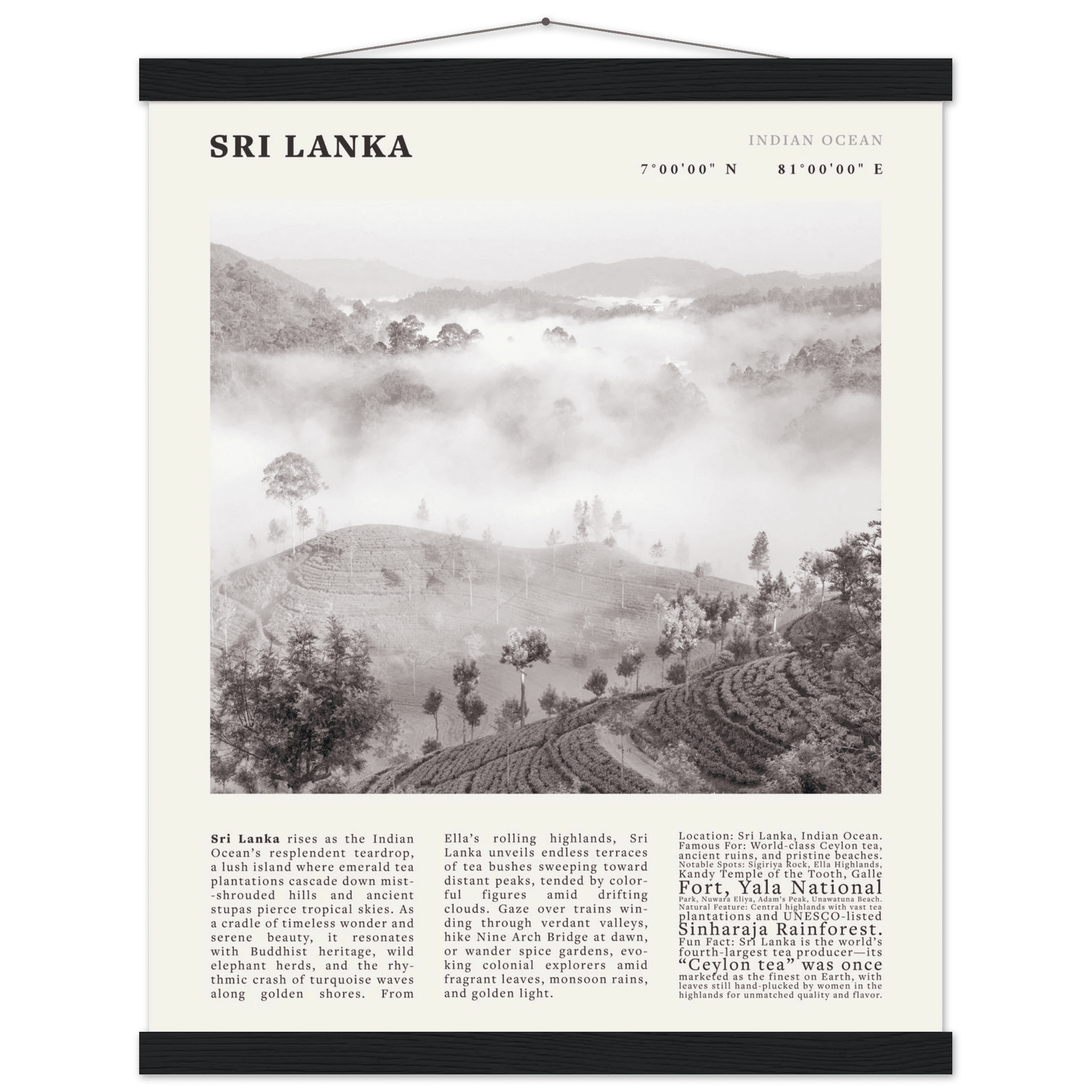 Sri Lanka Poster Black and White – Vintage Ceylon Tea Plantation Print (Digital & Printed Options) - Evergreen Posters
