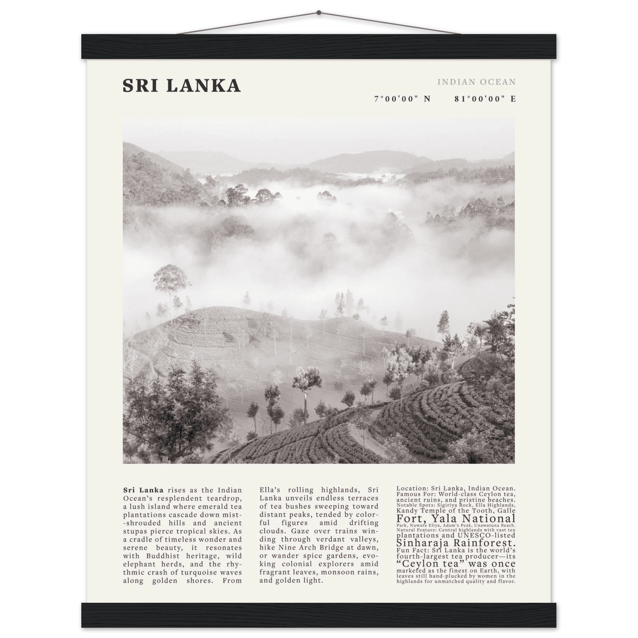 Sri Lanka Poster Black and White – Vintage Ceylon Tea Plantation Print (Digital & Printed Options) - Evergreen Posters