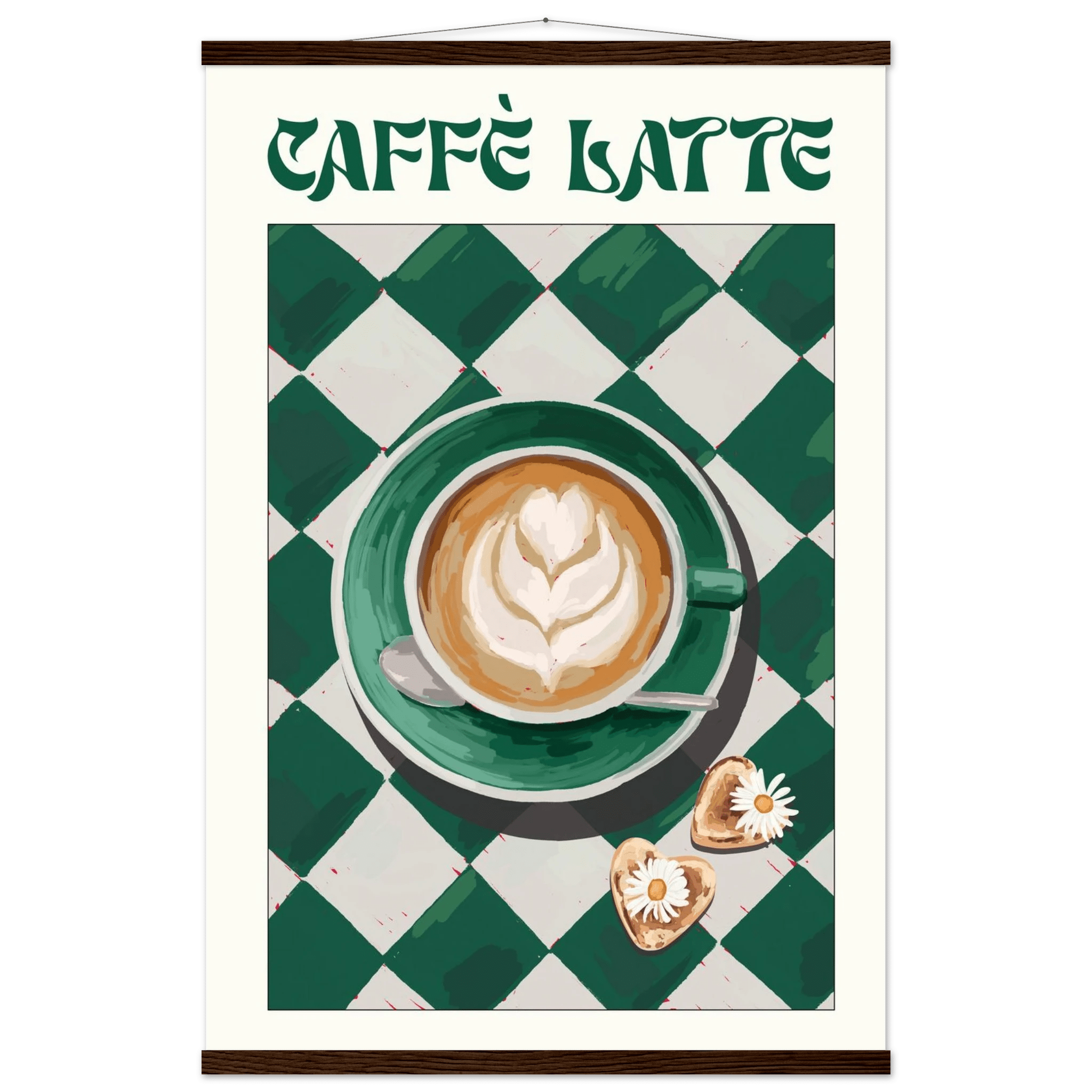 Caffè Latte Poster – Playful Coffee Kitchen Wall Art Print (Digital & Printed Options) - Evergreen Posters