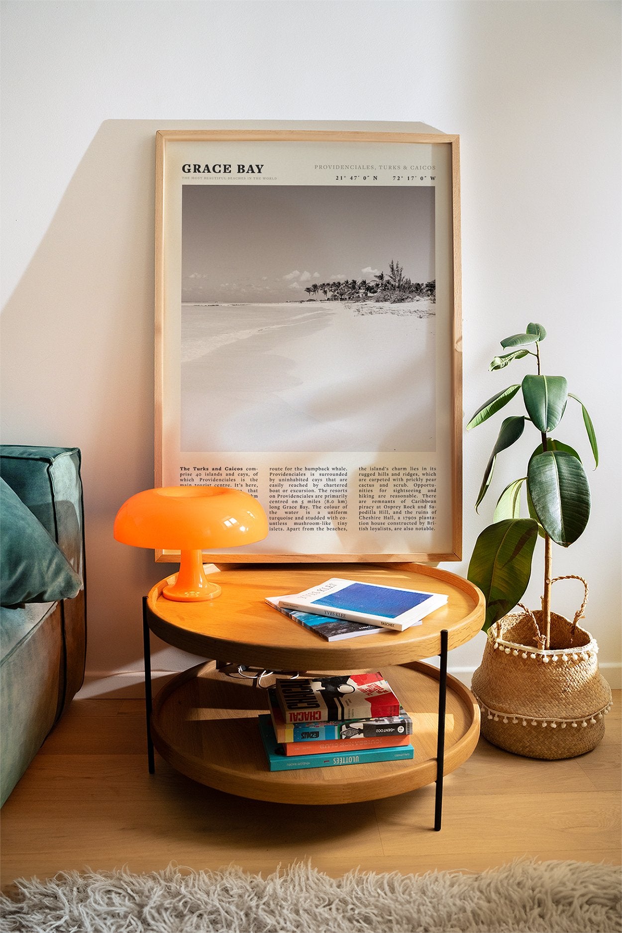 Grace Bay Poster | Black & White Turks & Caicos Wall Art | Caribbean Beach Print - Evergreen Posters