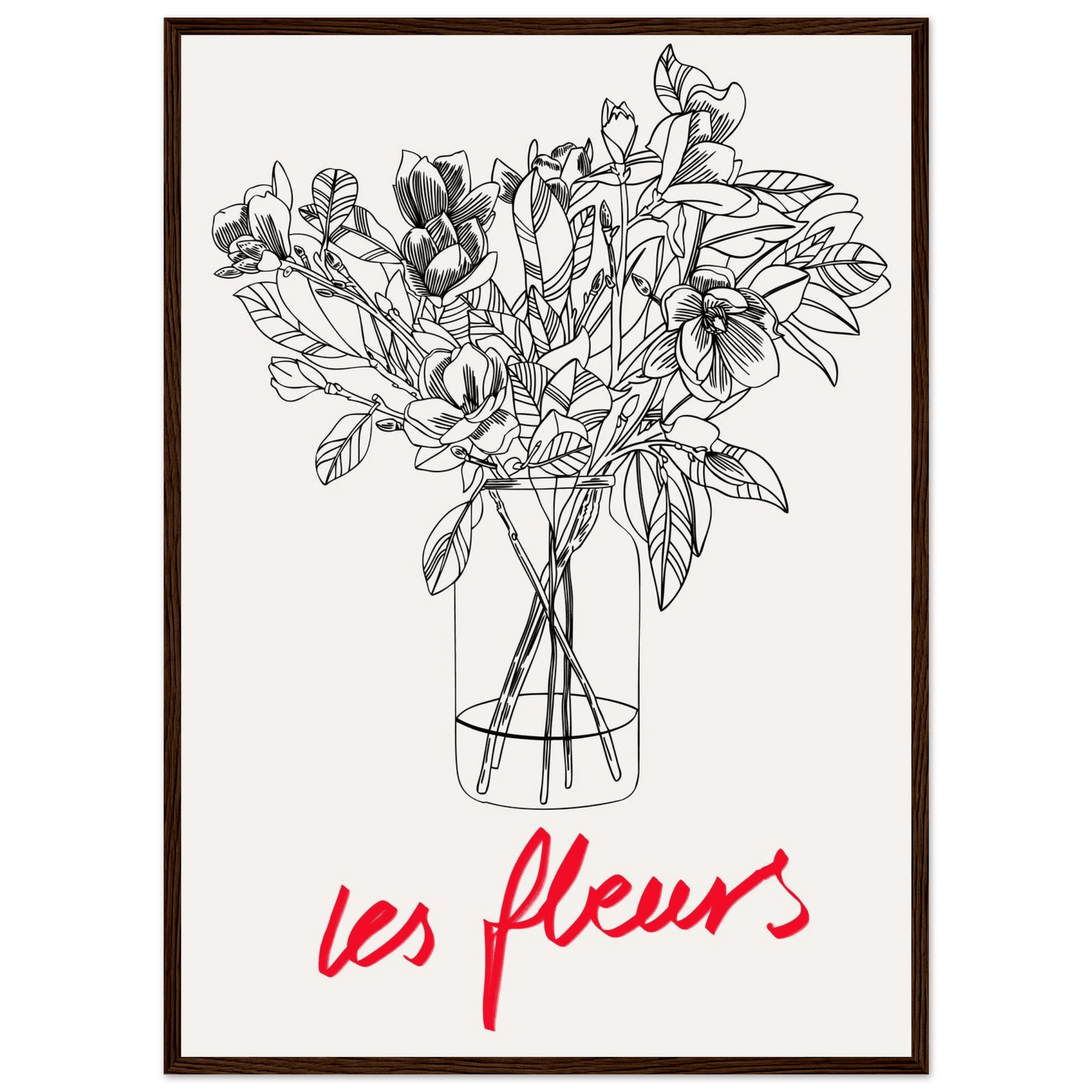 Les Fleurs Botanical Poster | French Flower Line Art Print | Minimalist Floral Wall Decor - Evergreen Posters