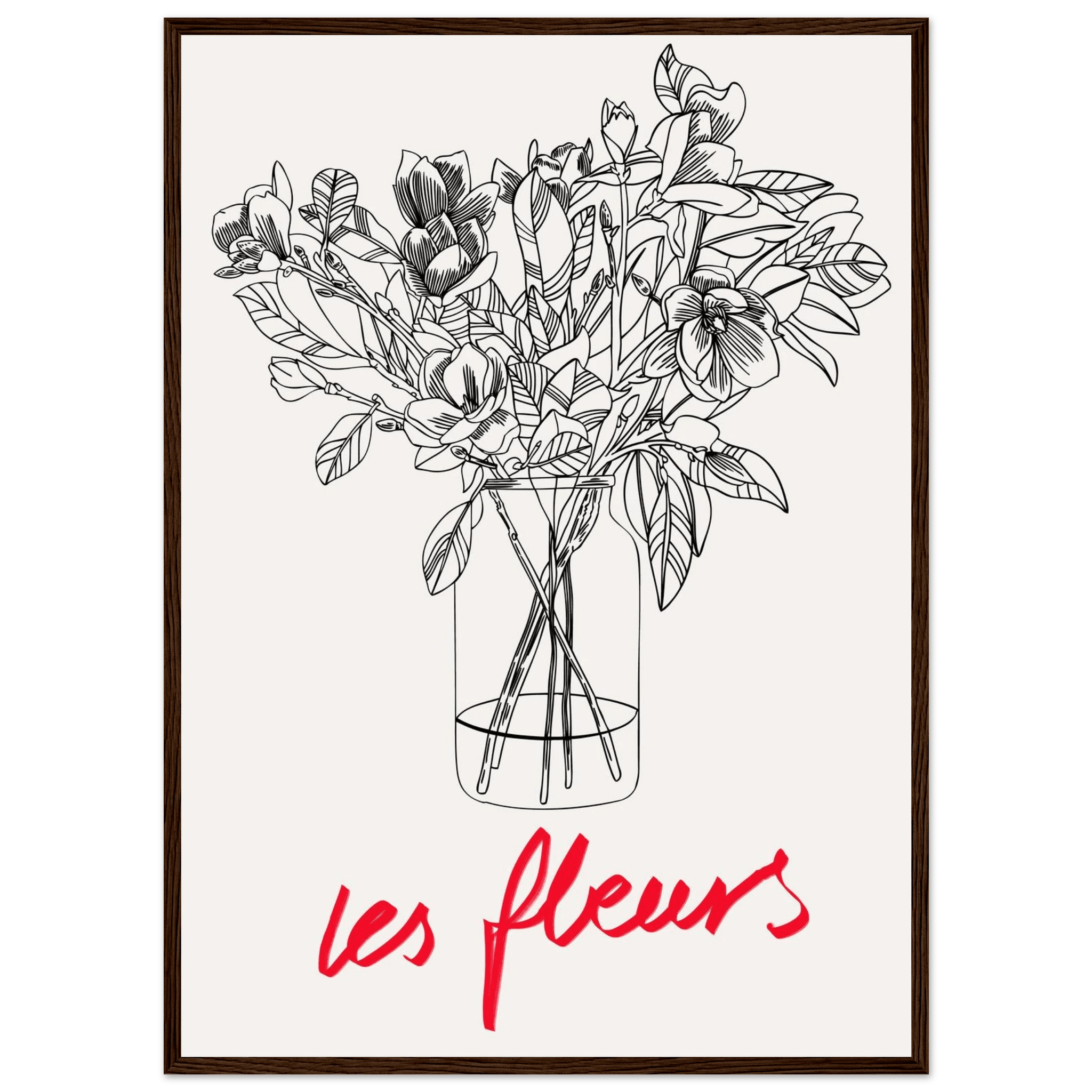 Les Fleurs Botanical Poster | French Flower Line Art Print | Minimalist Floral Wall Decor - Evergreen Posters
