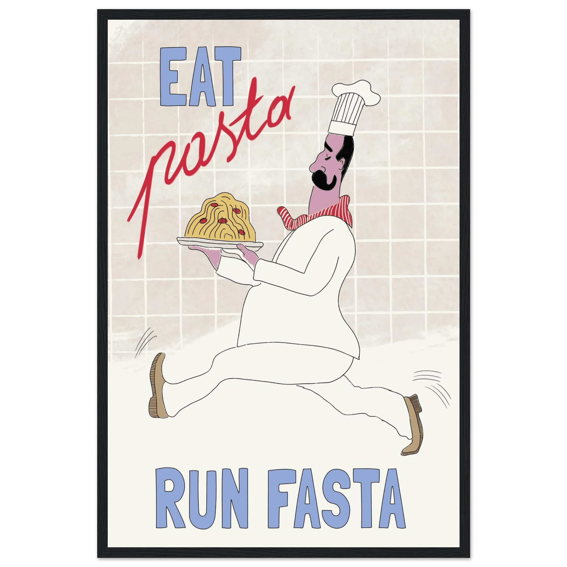 Eat Pasta Run Fasta Poster – Fun Kitchen Wall Art Print (Digital & Printed Options) - Evergreen Posters