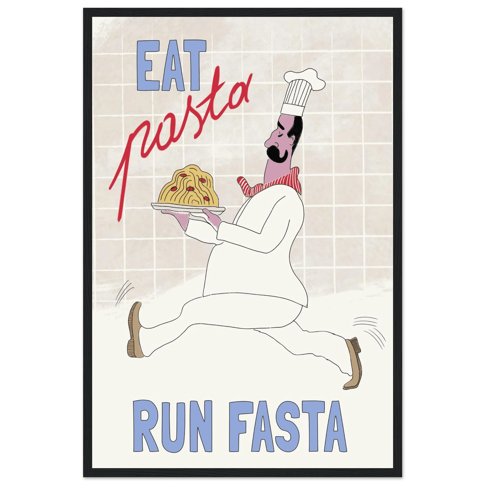 Eat Pasta Run Fasta Poster – Fun Kitchen Wall Art Print (Digital & Printed Options) - Evergreen Posters