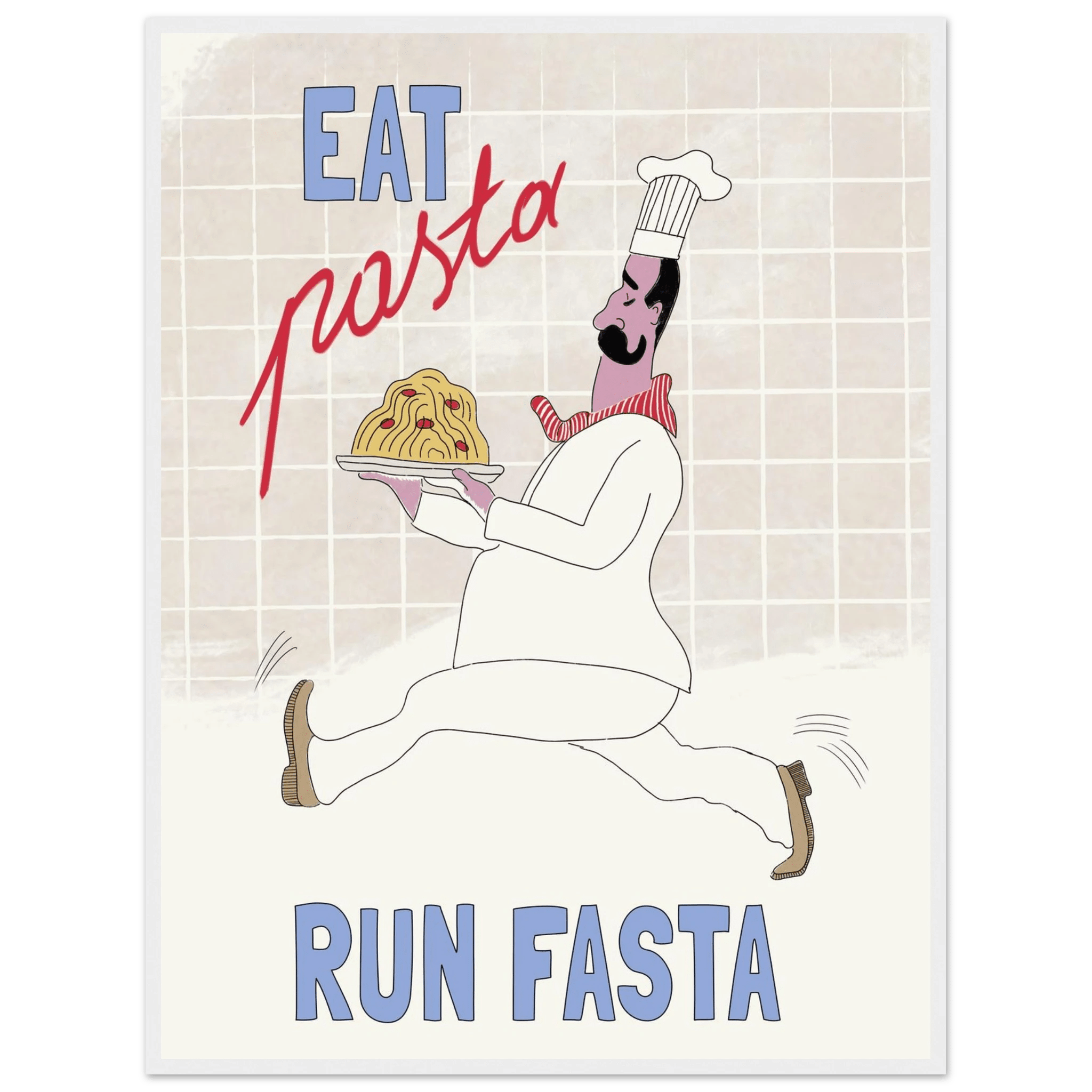 Eat Pasta Run Fasta Poster – Fun Kitchen Wall Art Print (Digital & Printed Options) - Evergreen Posters