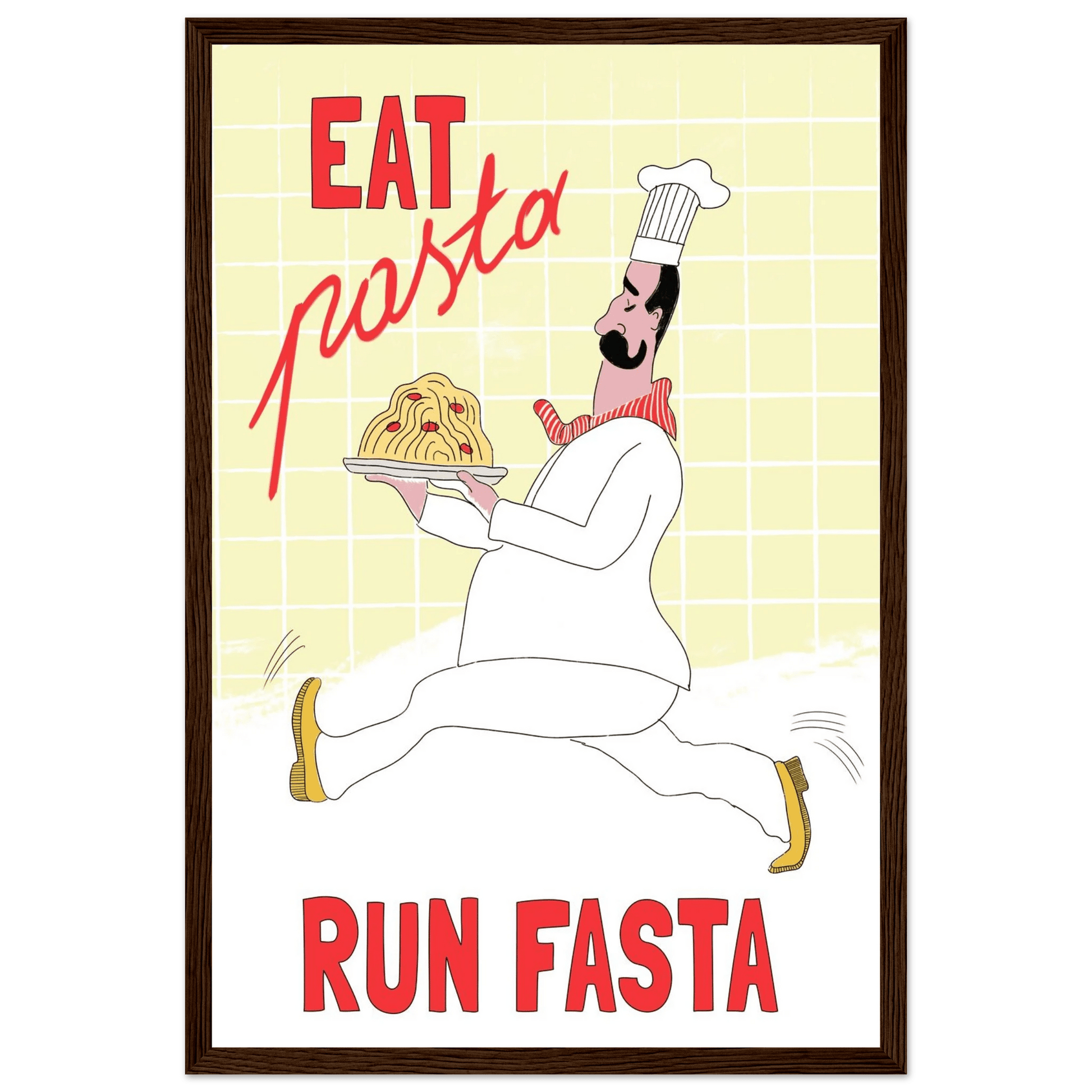 Eat Pasta Run Fasta Poster – Playful Kitchen Wall Art Print (Digital & Printed Options) - Evergreen Posters