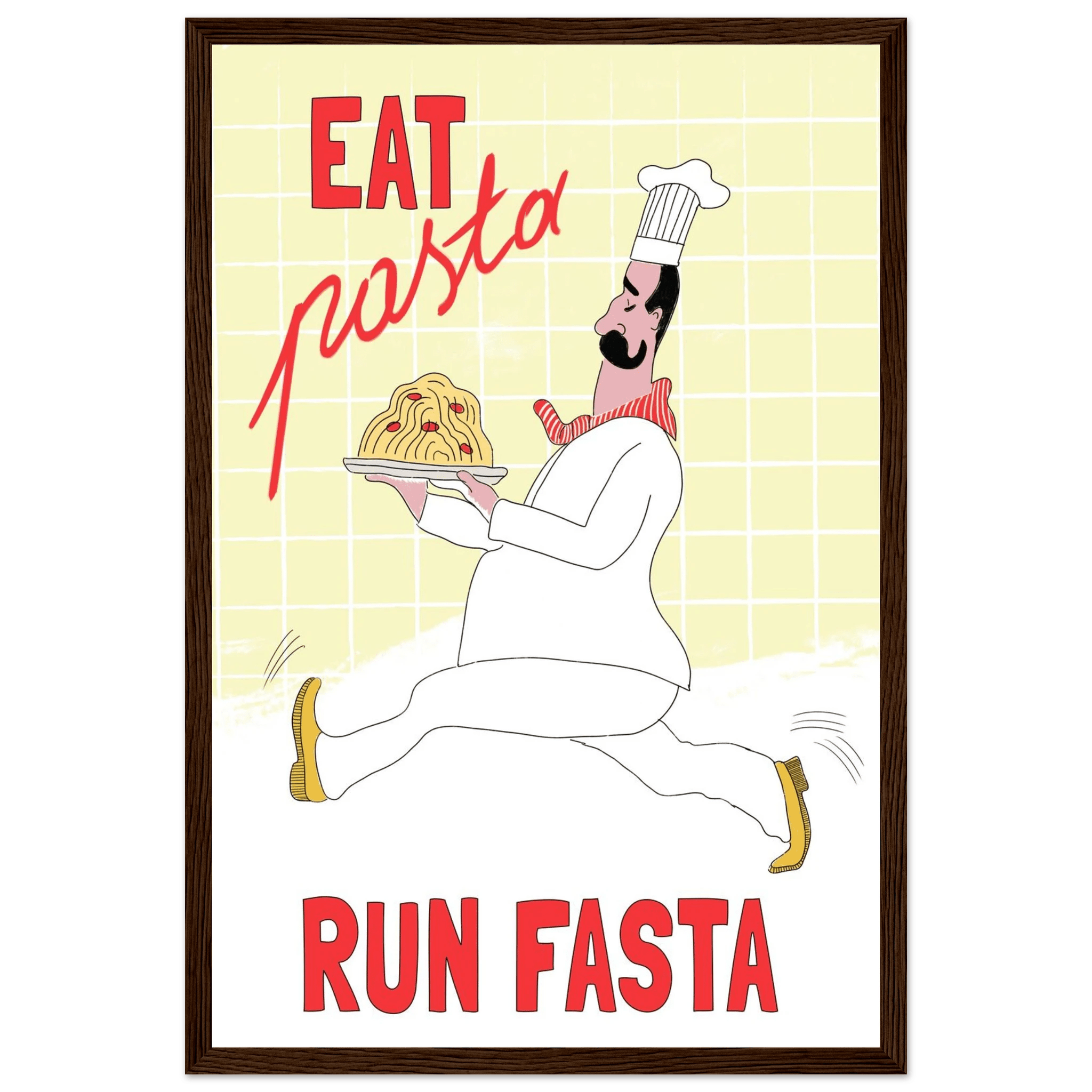 Eat Pasta Run Fasta Poster – Playful Kitchen Wall Art Print (Digital & Printed Options) - Evergreen Posters