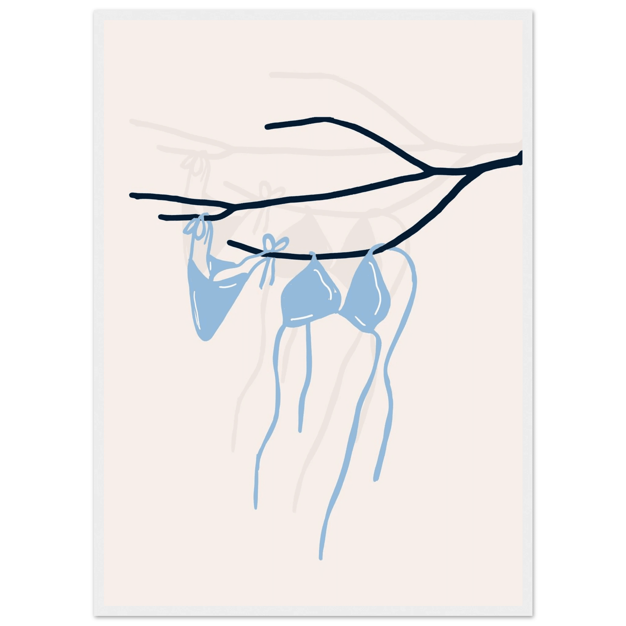 Coastal Bikini Line Art Poster – Minimalist Beach Wall Art Print - Evergreen Posters