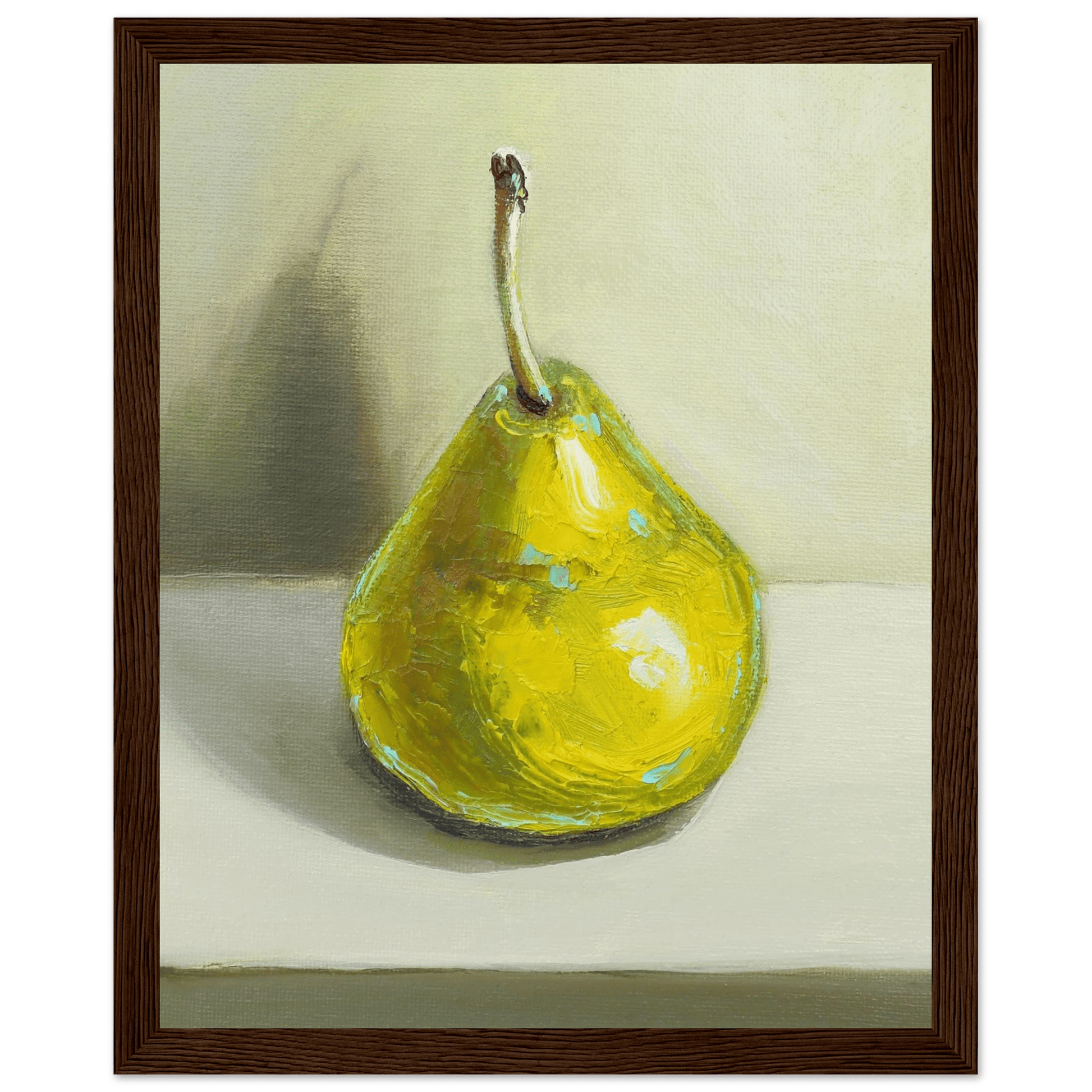Pear Print | Green Pear Oil Painting Wall Art | Kitchen Poster - Evergreen Posters