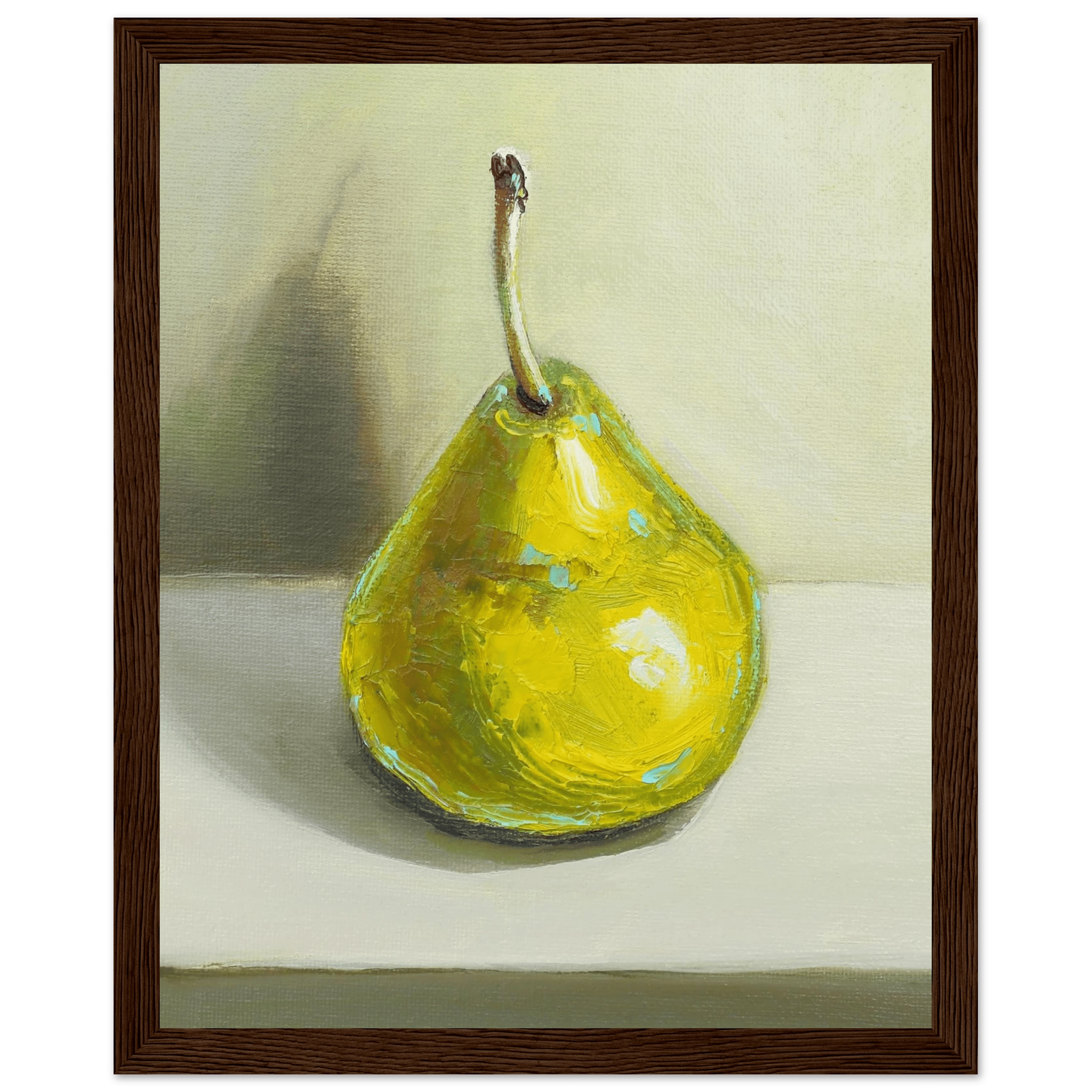 Pear Print | Green Pear Oil Painting Wall Art | Kitchen Poster - Evergreen Posters