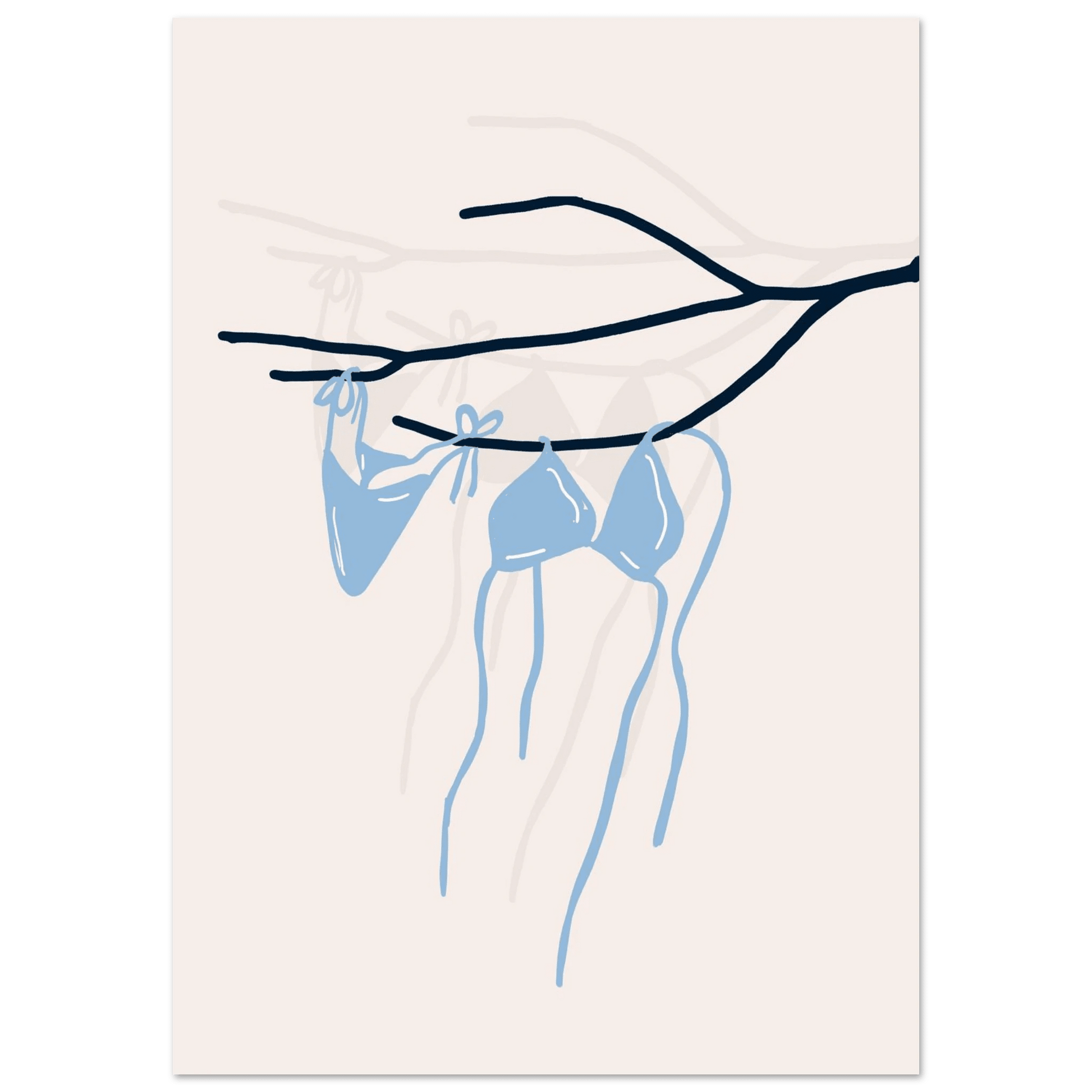 Coastal Bikini Line Art Poster – Minimalist Beach Wall Art Print - Evergreen Posters