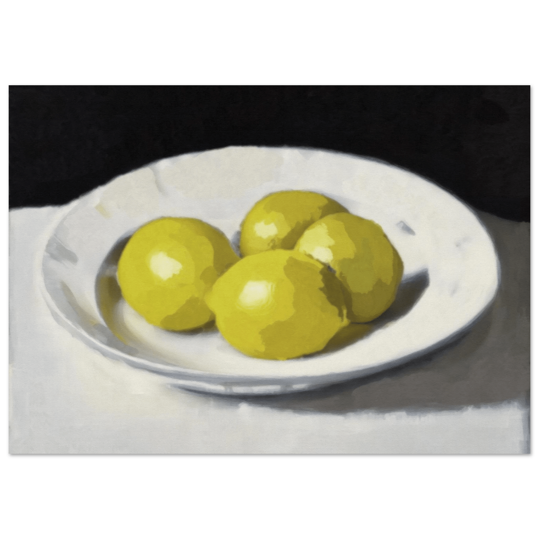 Lemons Print | Three Lemons Oil Painting Wall Art | Kitchen Still Life Poster - Evergreen Posters