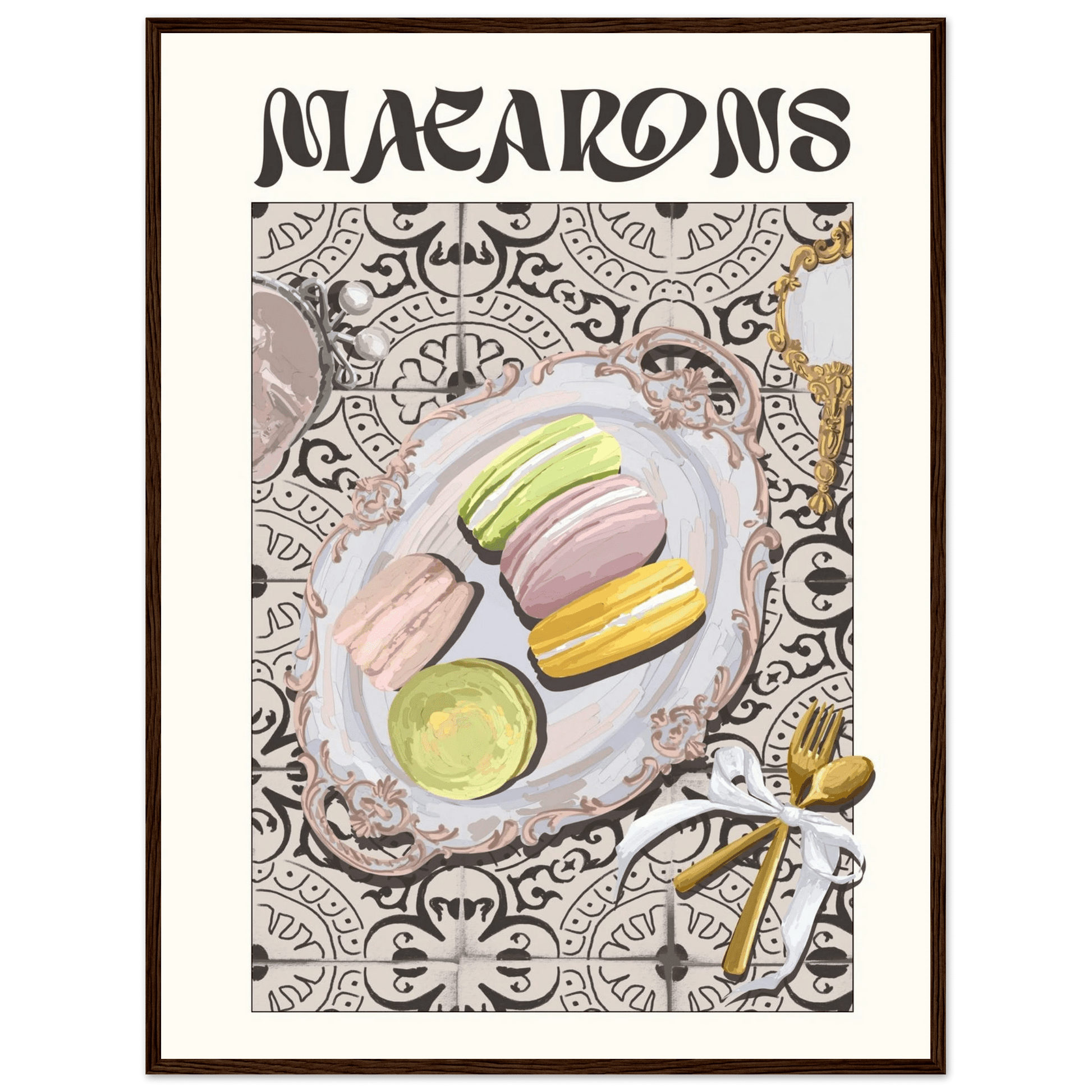 Macarons Poster – Playful French Patisserie Kitchen Wall Art Print (Digital & Printed Options) - Evergreen Posters