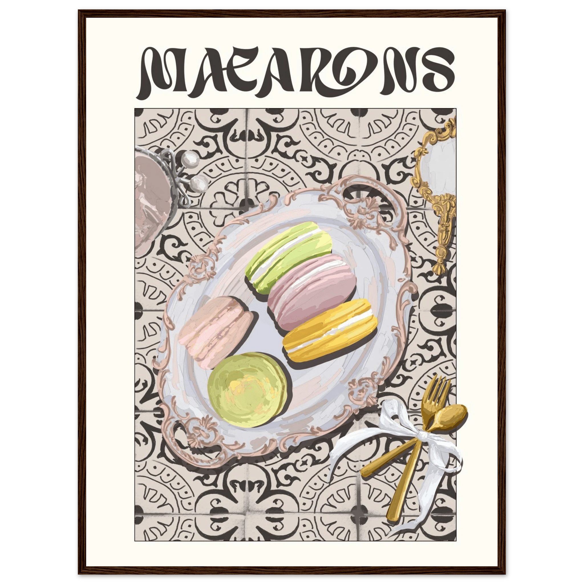 Macarons Poster – Playful French Patisserie Kitchen Wall Art Print (Digital & Printed Options) - Evergreen Posters