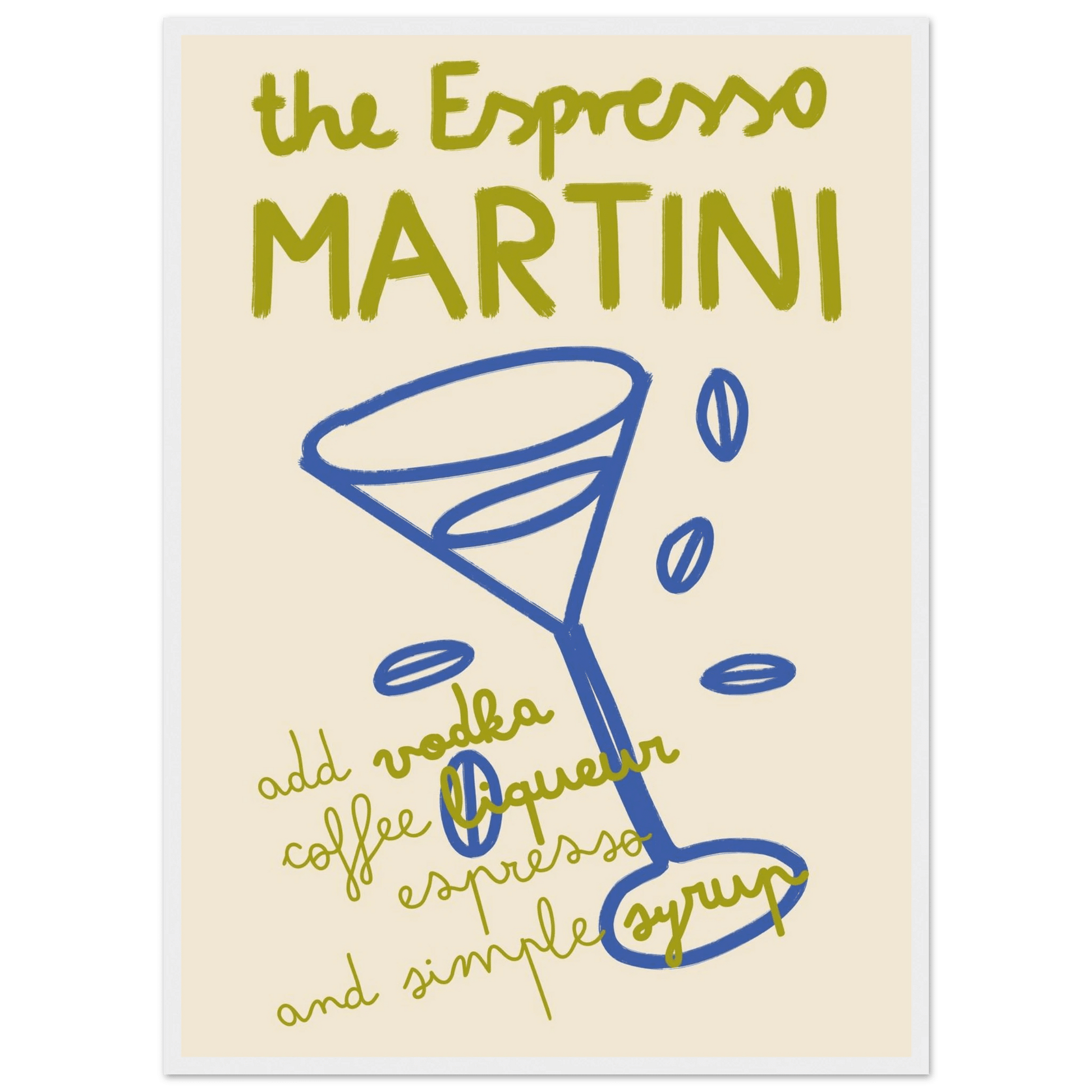 Espresso Martini Print | Cocktail Recipe Wall Art | Kitchen Bar Poster - Evergreen Posters
