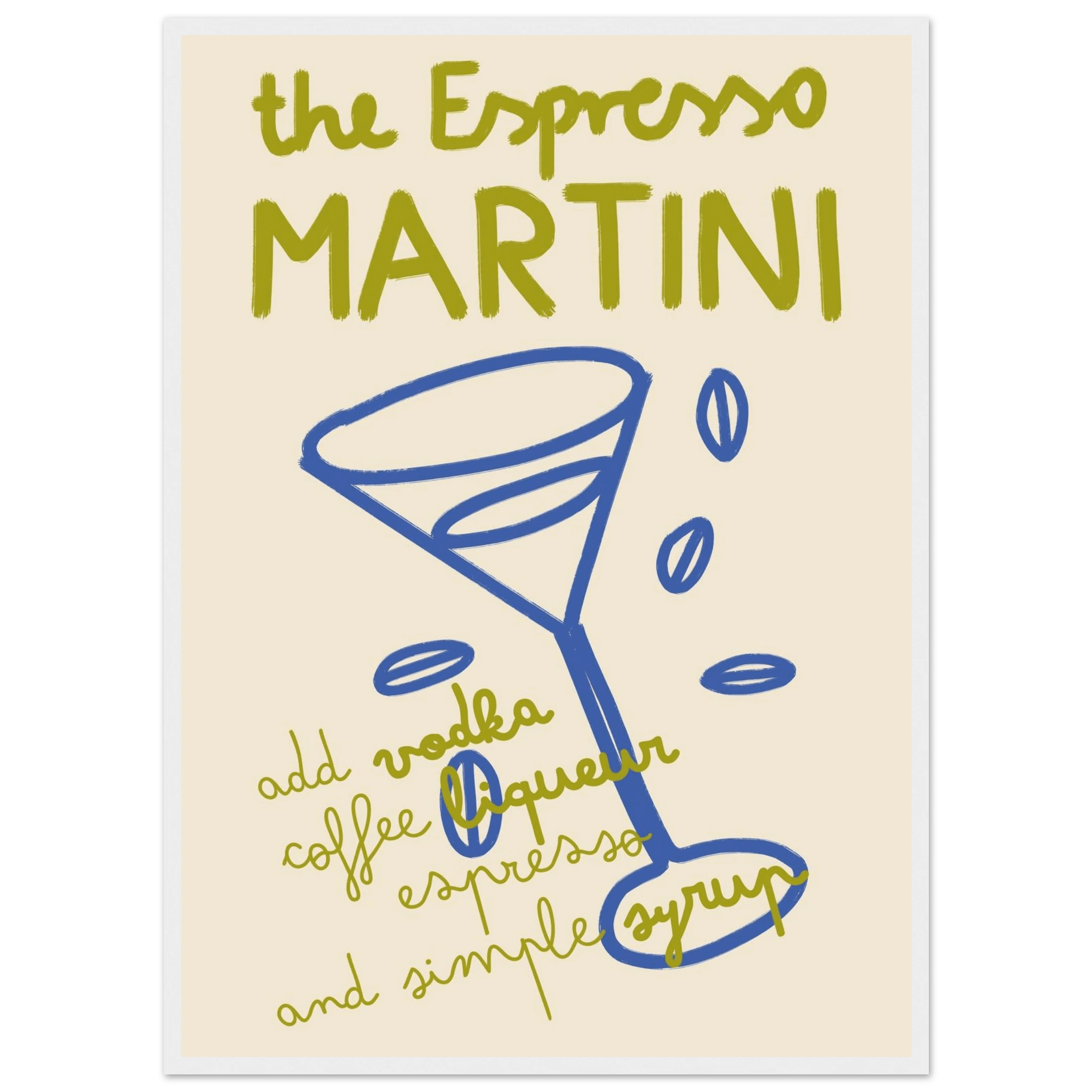 Espresso Martini Print | Cocktail Recipe Wall Art | Kitchen Bar Poster - Evergreen Posters