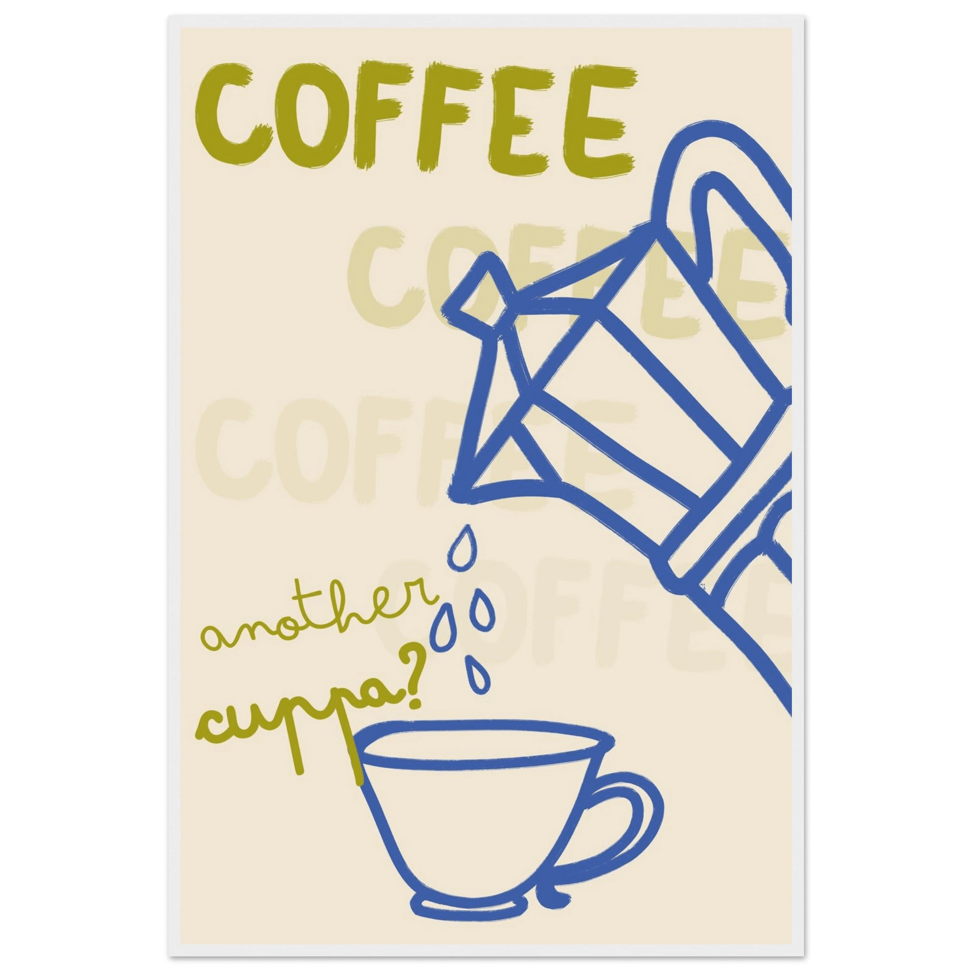 Coffee Print | Another Cuppa Moka Pot Wall Art | Kitchen Coffee Poster - Evergreen Posters