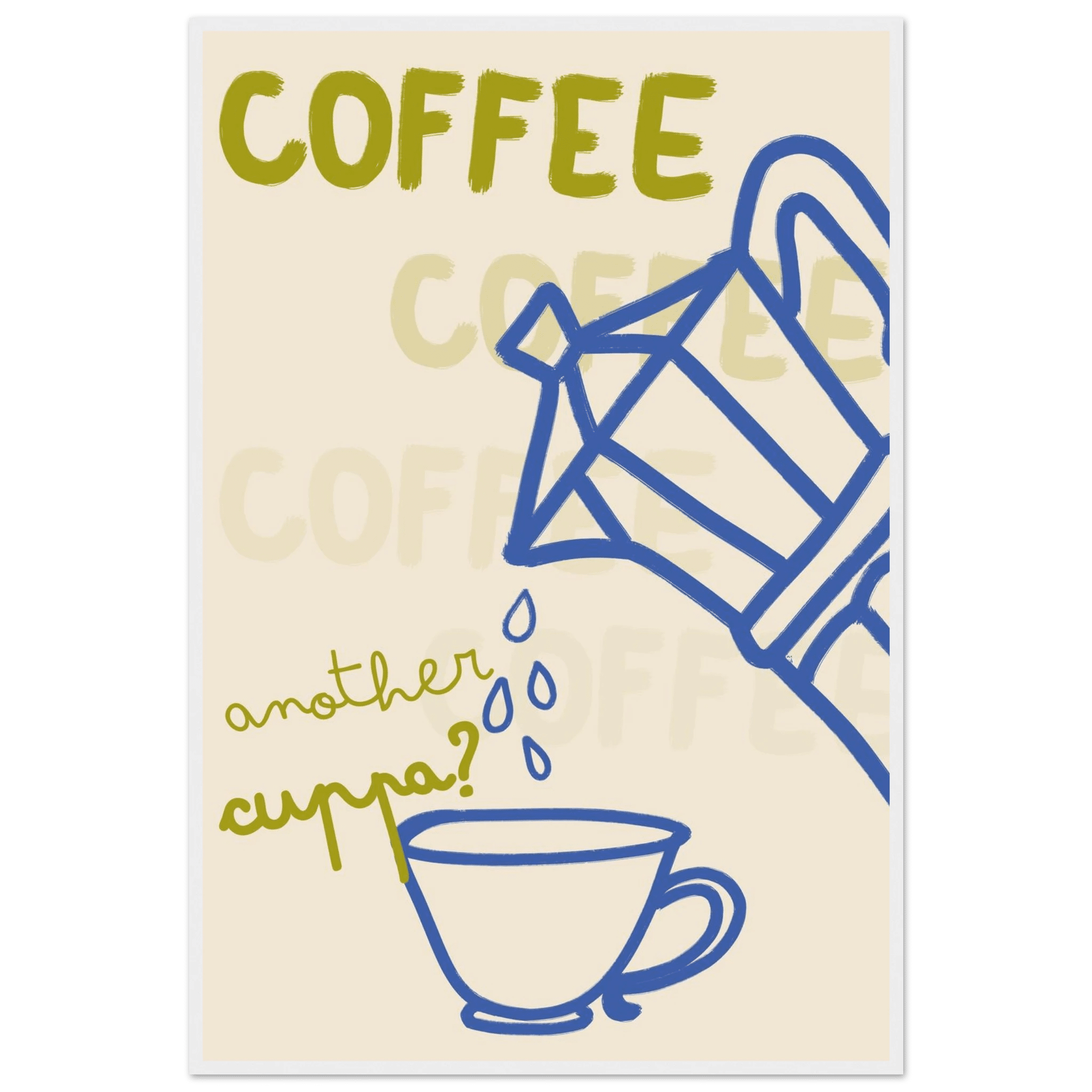 Coffee Print | Another Cuppa Moka Pot Wall Art | Kitchen Coffee Poster - Evergreen Posters