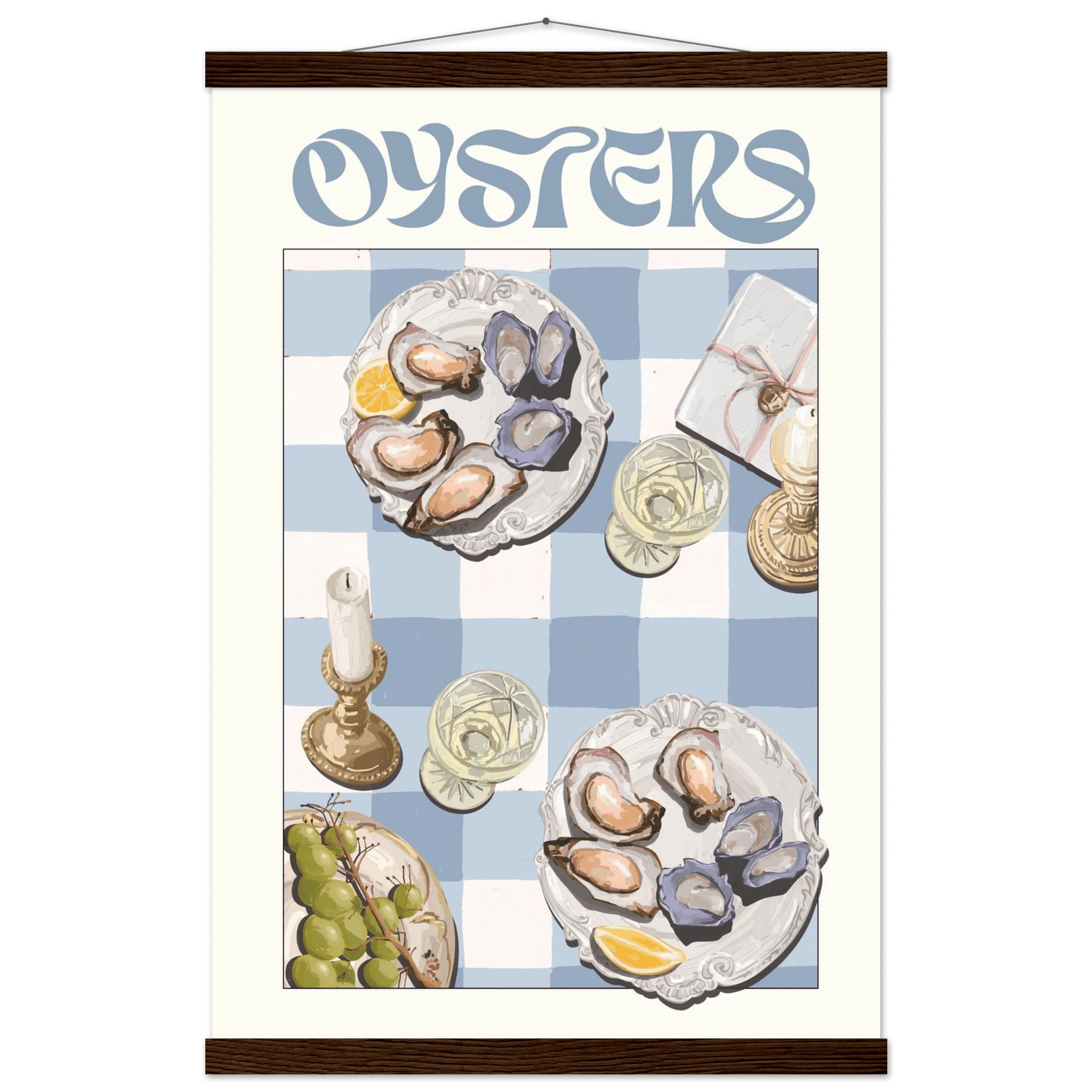 Oysters Poster – Playful Seafood Kitchen Wall Art Print (Digital & Printed Options) - Evergreen Posters