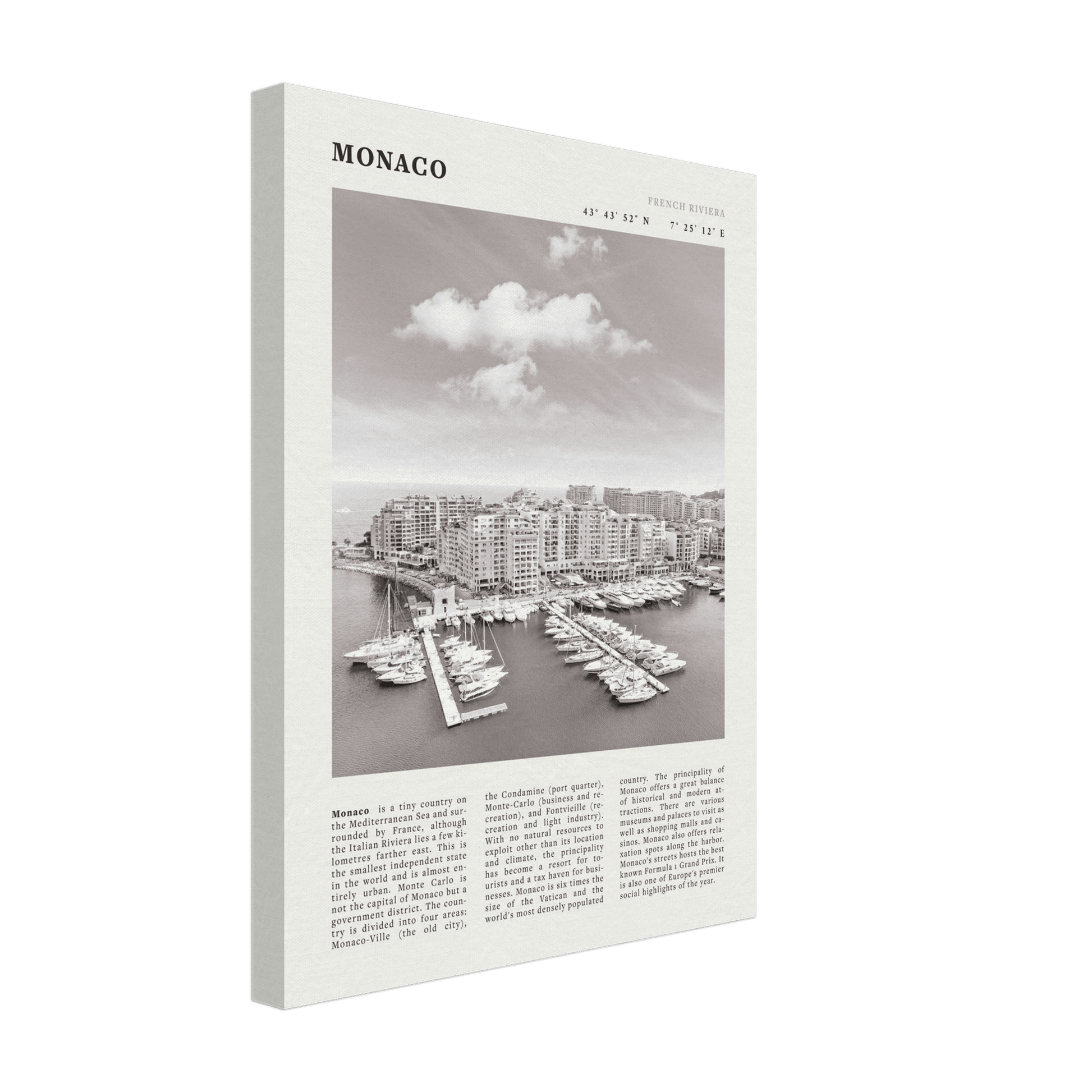 Monaco Poster Black and White – Vintage Monte Carlo Harbor Print (Digital & Printed Options) - Evergreen Posters