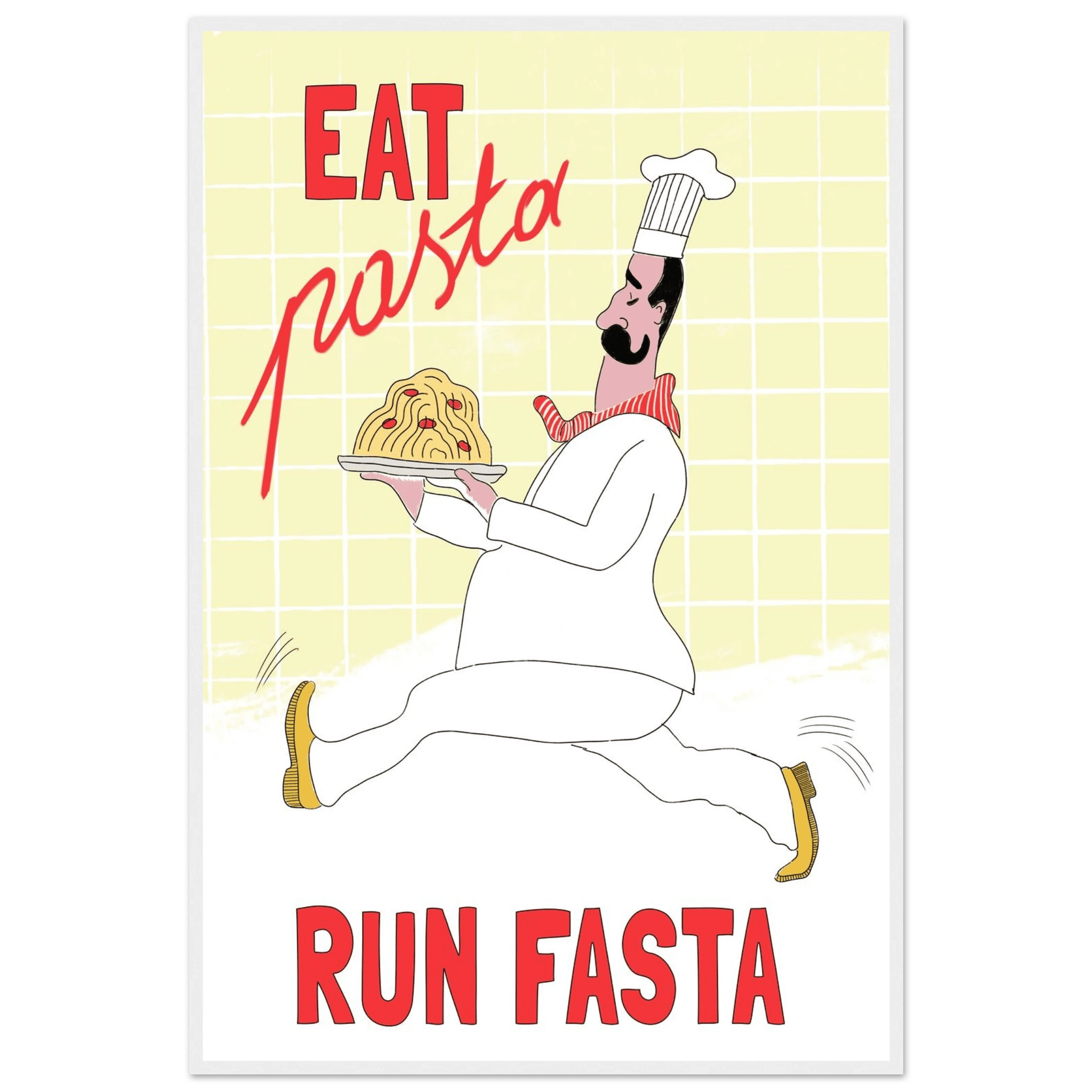 Eat Pasta Run Fasta Poster – Playful Kitchen Wall Art Print (Digital & Printed Options) - Evergreen Posters