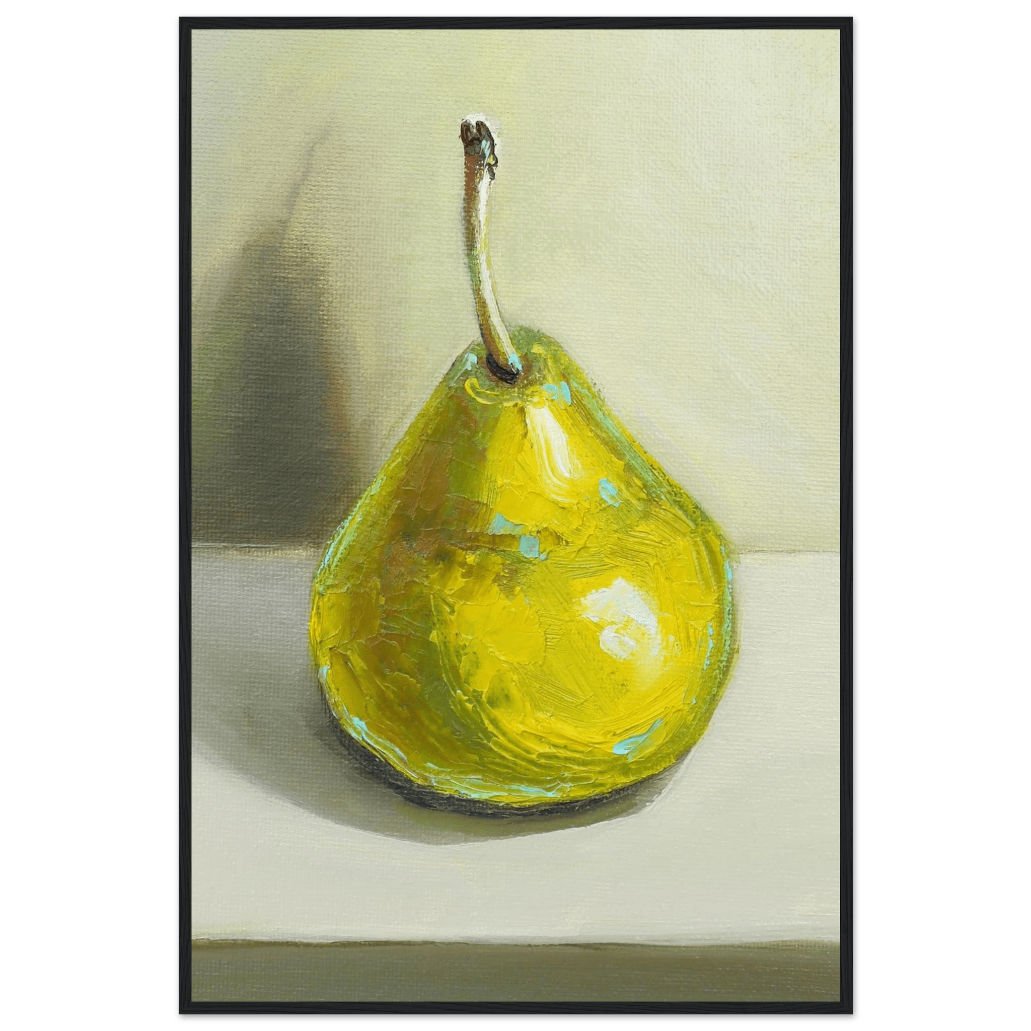 Pear Print | Green Pear Oil Painting Wall Art | Kitchen Poster - Evergreen Posters