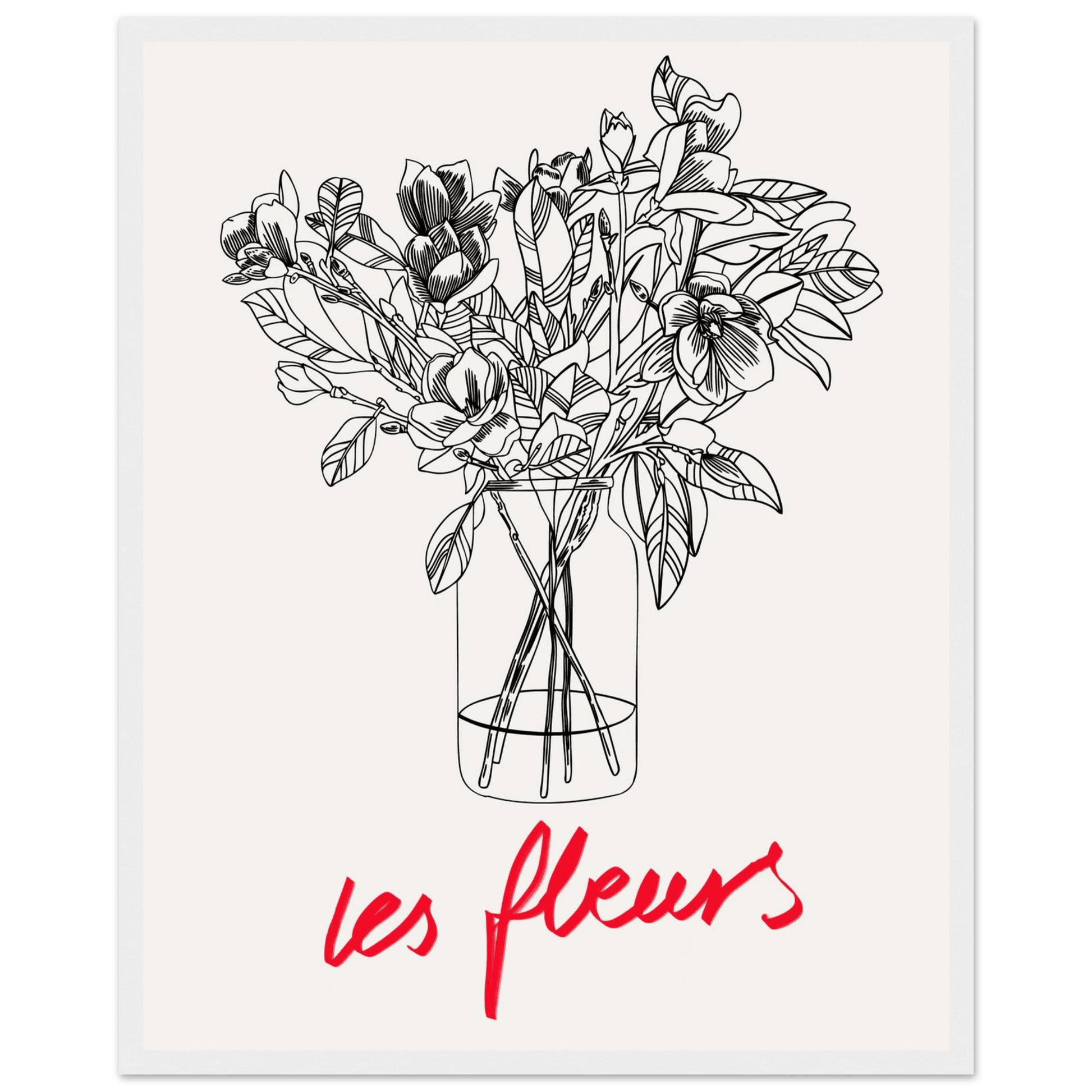 Les Fleurs Botanical Poster | French Flower Line Art Print | Minimalist Floral Wall Decor - Evergreen Posters